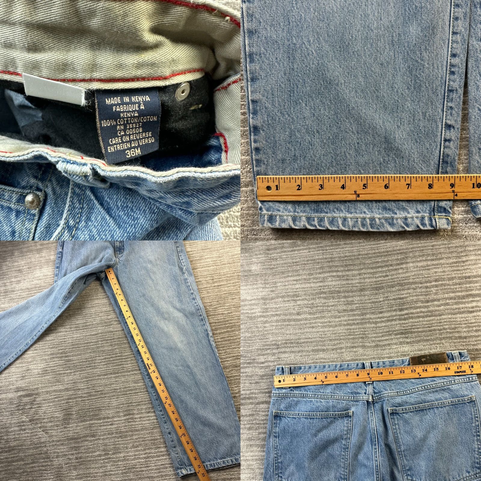 Denime VINTAGE Girbaud Jeans Mens 36x31 Denim Pants Y2K 90s Baggy Wide-Leg Distressed Logo Embroidered Blue 5-Pocket USA Grunge 90s Mens Size US 36 / EU 52 - 8 Thumbnail