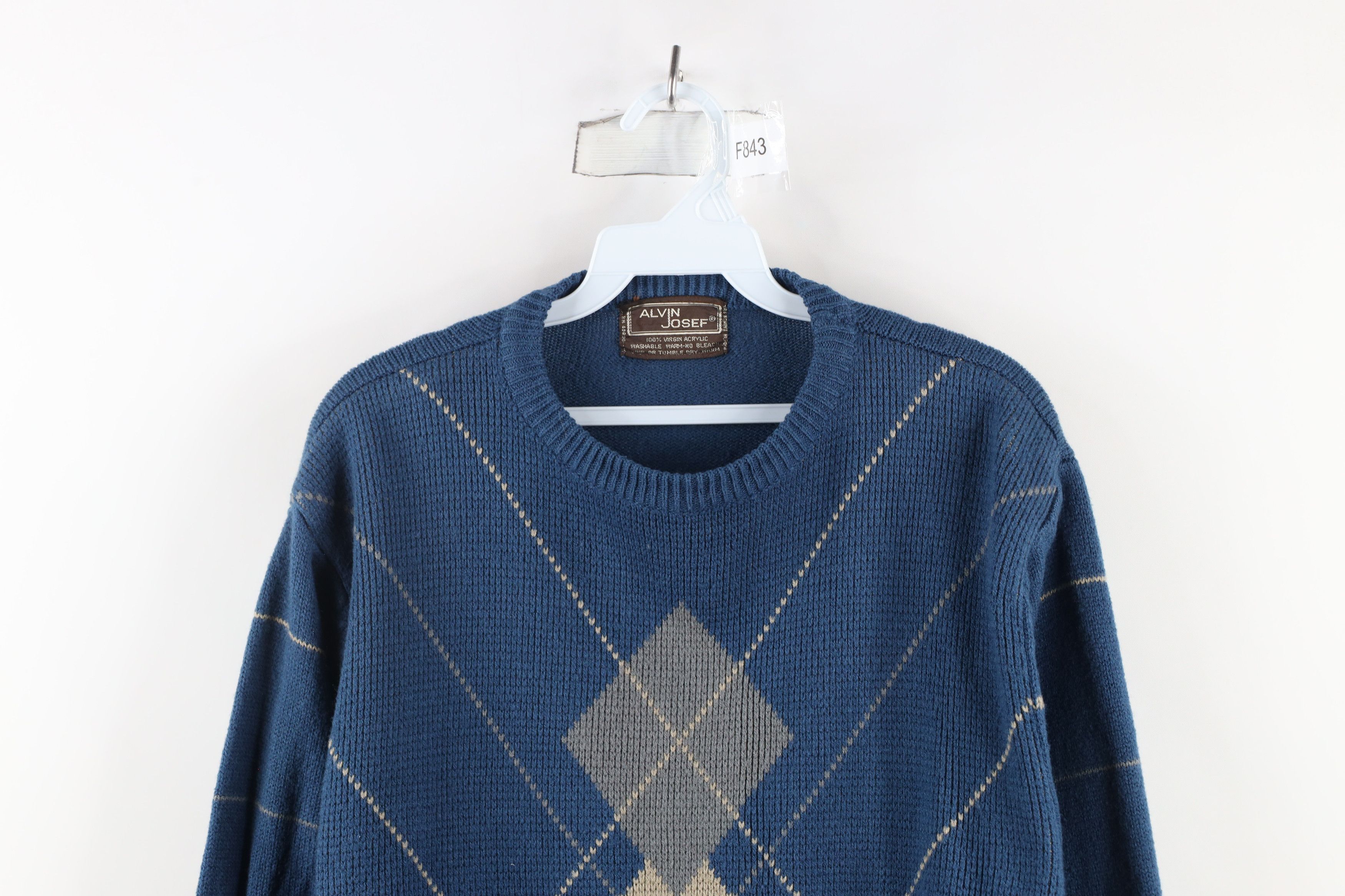 Vintage Vintage 70s Streetwear Diamond Ribbed Knit Crewneck Sweater Size US S / EU 44-46 / 1 - 2 Thumbnail