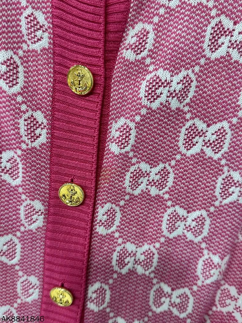 Gucci Gucci Pink full-print gold-button cardigan sweater 2502-Nex Size US XXS / EU 40 - 5 Thumbnail