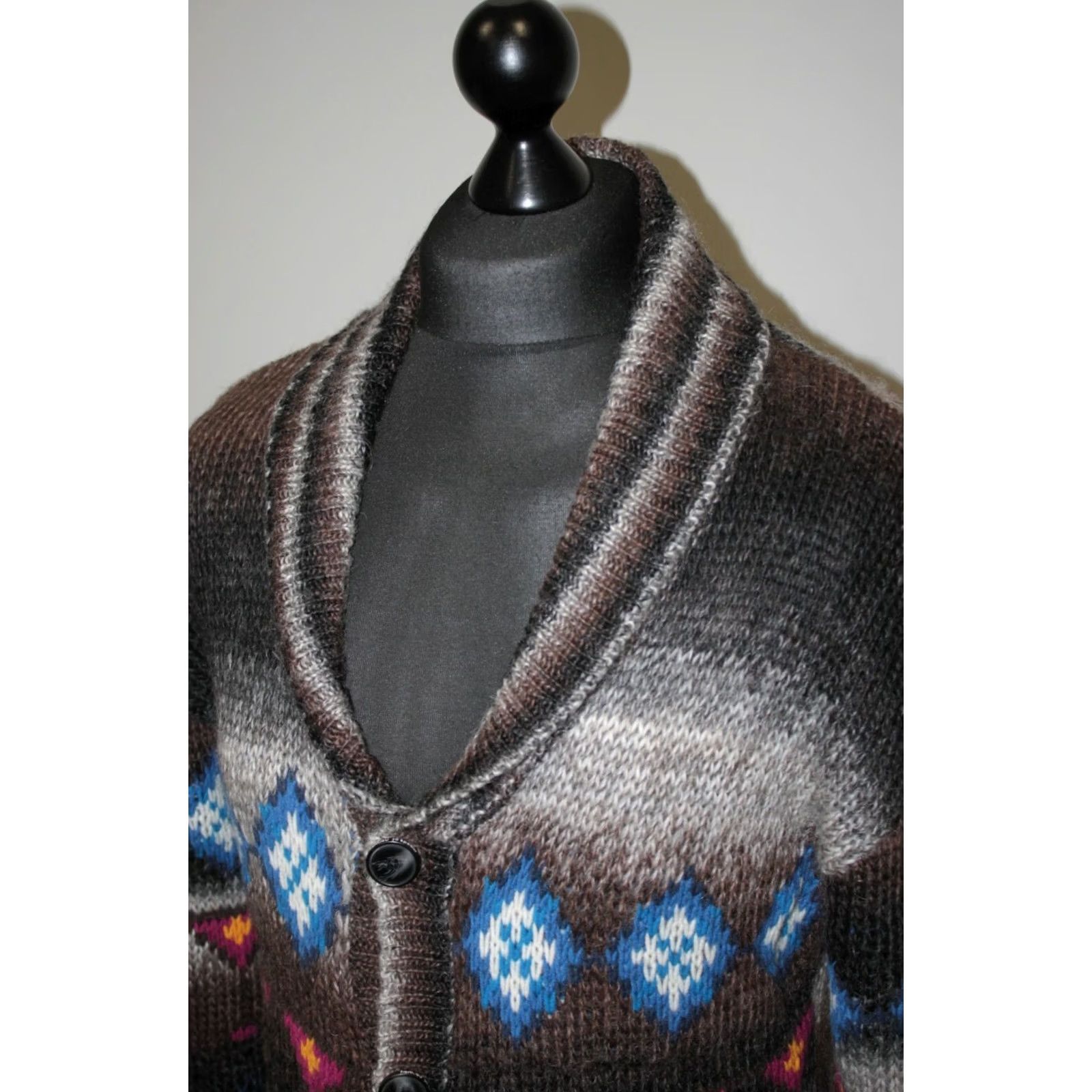 Vintage Moods of Norway mens wool cardigan jumper M Multicoloured Size US M / EU 48-50 / 2 - 2 Thumbnail