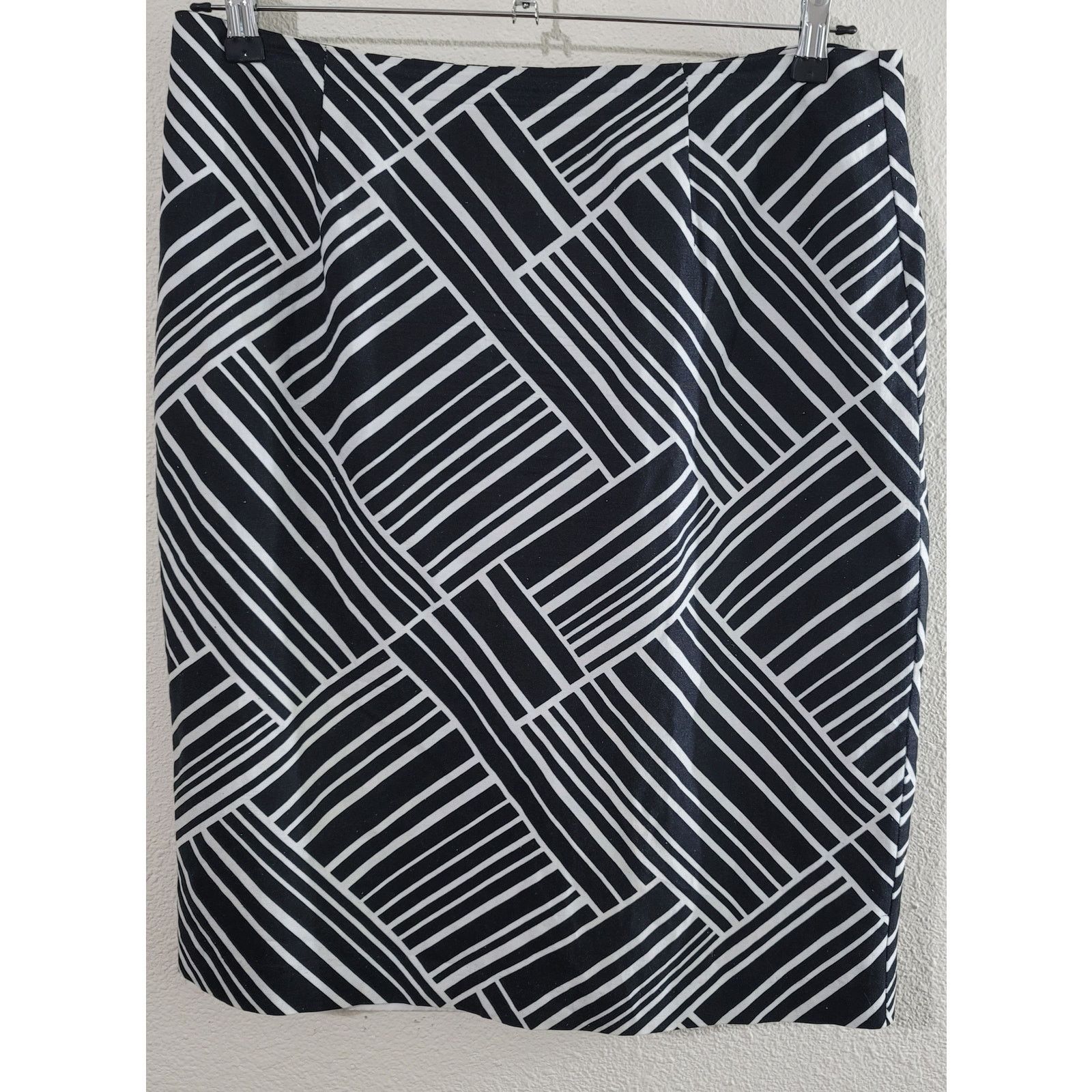Other Appraisal Black White Stripe A Line Skirt Large Lined Linen Size 36" / US 14 / IT 50 - 1 Thumbnail