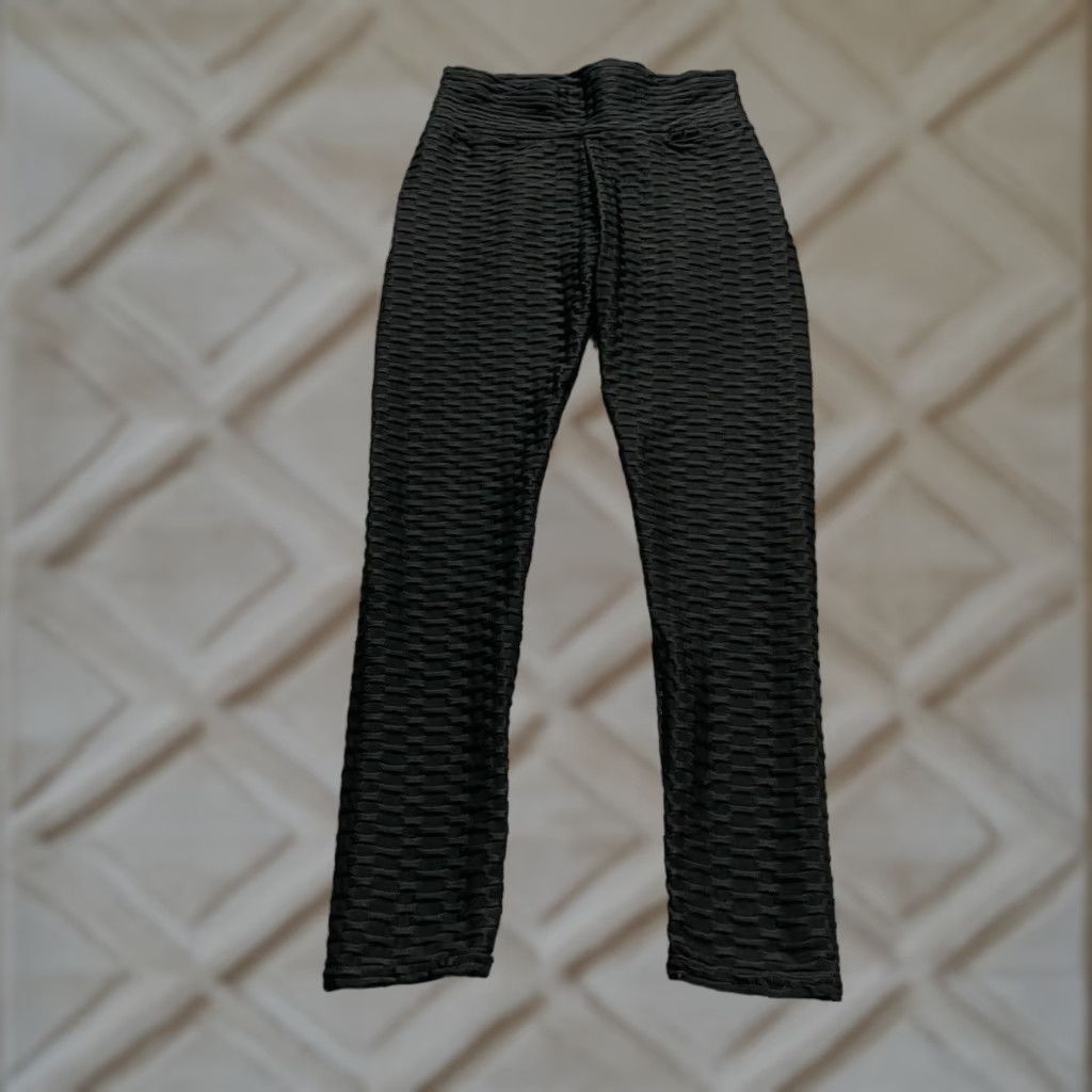 Shein VINTAGE SheIn Compression Leggings Womens S Black Textured Active Athletic Gym 26x26 Size 28" / US 6 / IT 42 - 1 Thumbnail