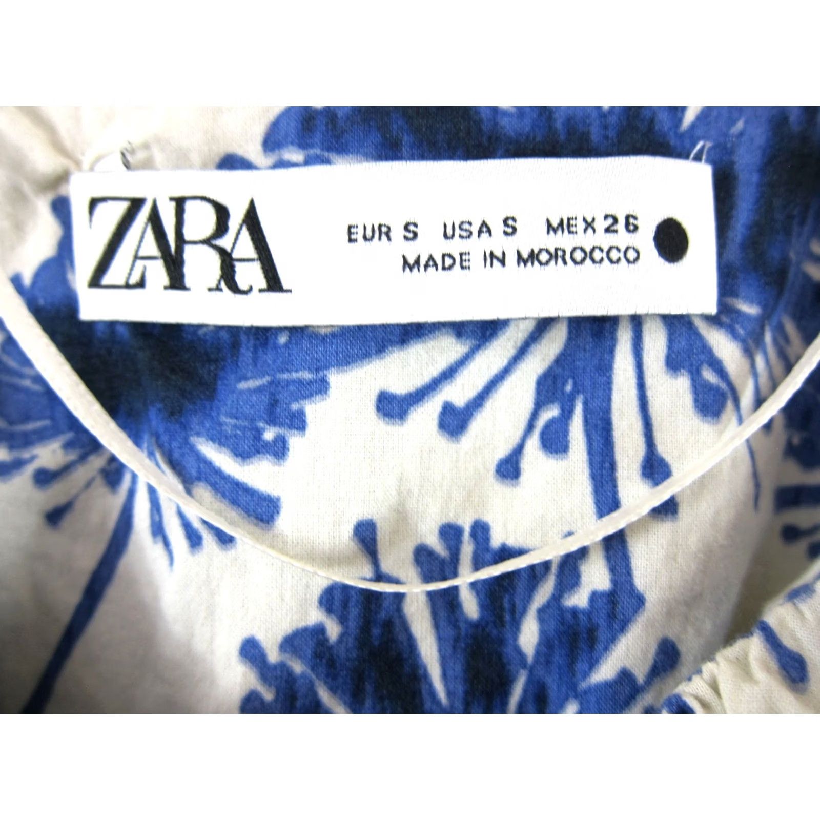 Zara ZARA Blue White Floral Cotton Cap Sleeve Maxi Dress S Pockets Size S / US 4 / IT 40 - 3 Thumbnail