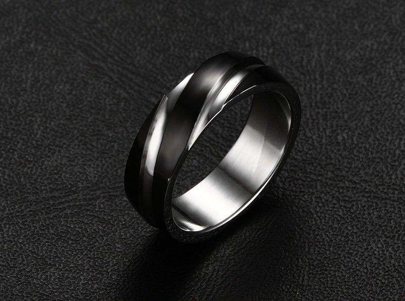 Jewelry 6MM High Polished Black Stainless Steel Ring Size ONE SIZE - 1 Thumbnail