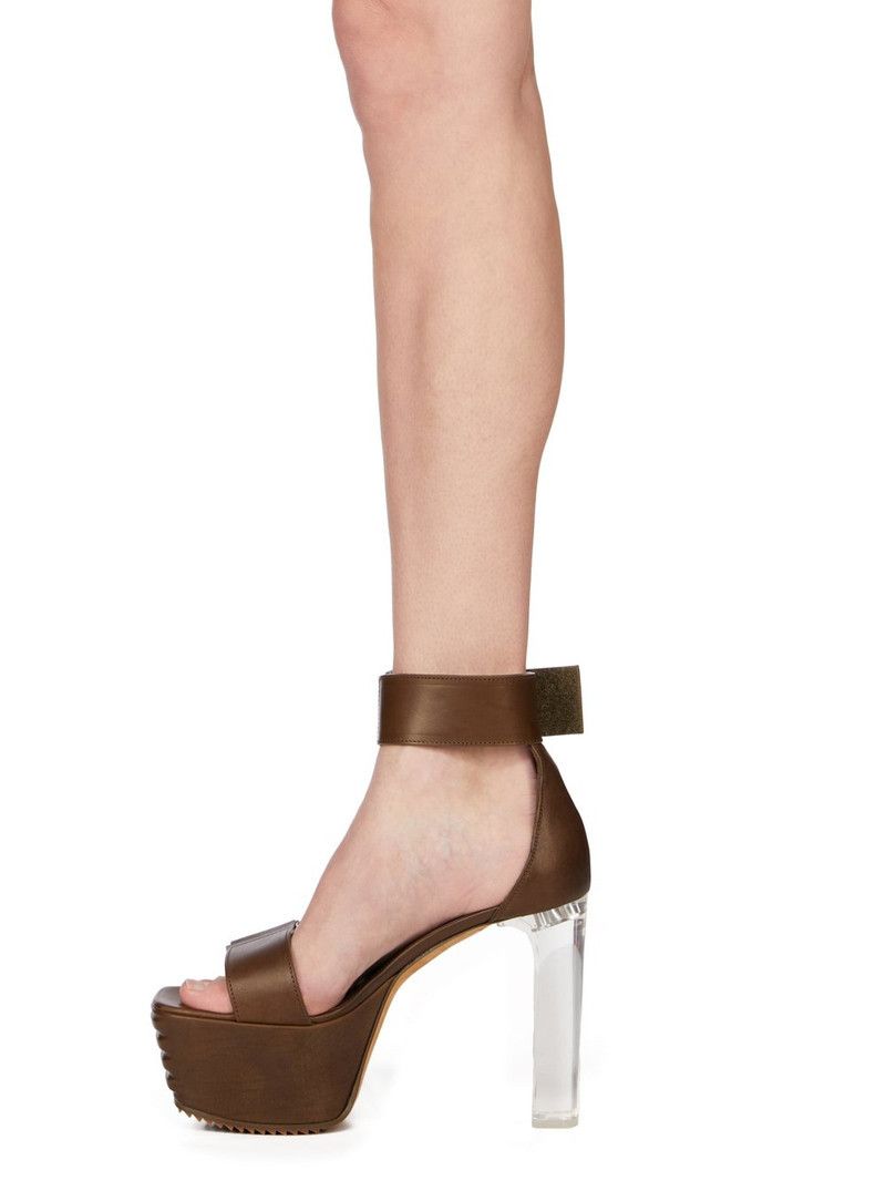 Rick Owens o1y0126 Leather Ankle Strap Sandals in Brown Size US 11 / IT 41 - 2 Thumbnail