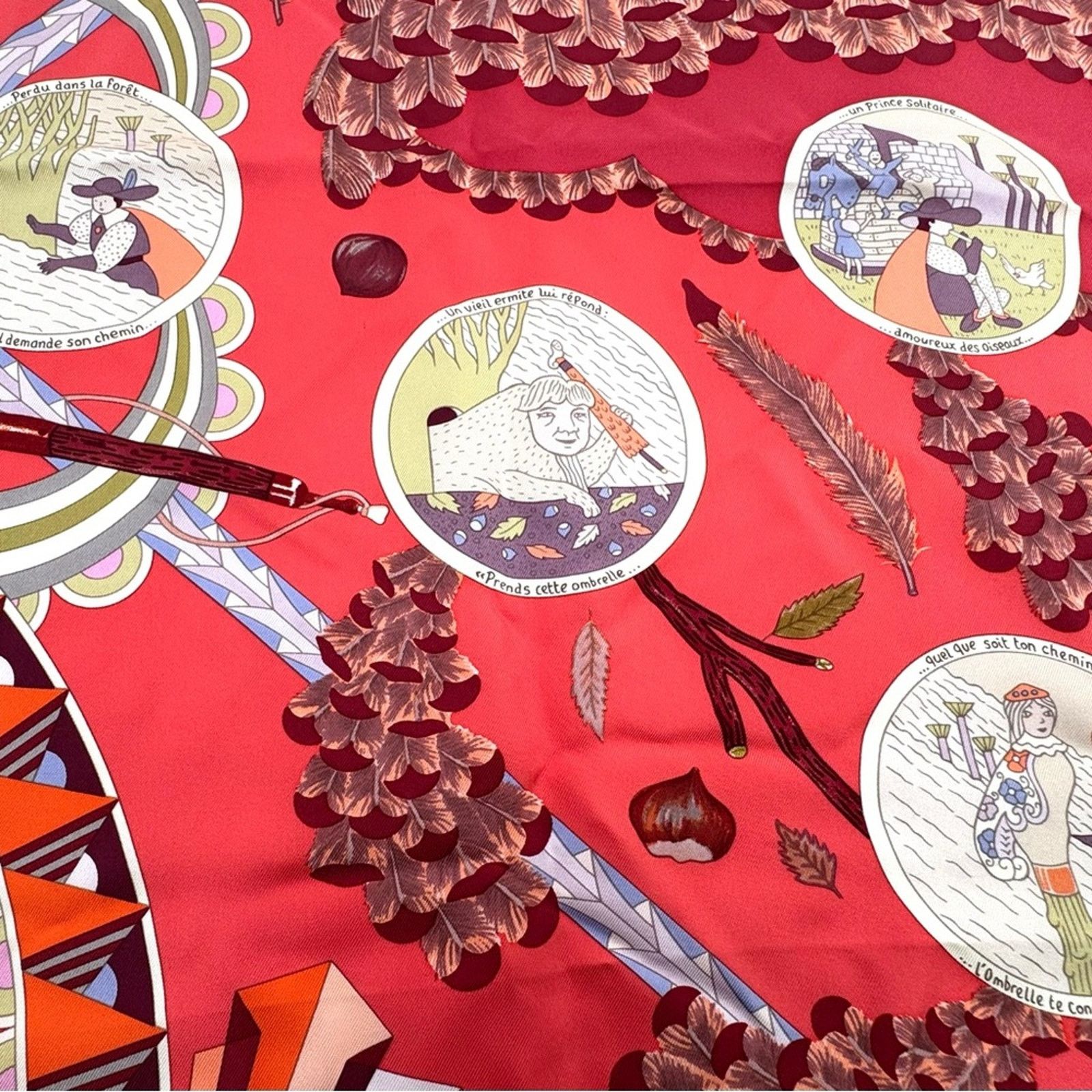 Hermes Hermes silk scarf theme is the magic umbrella coral colorway Size ONE SIZE - 6 Thumbnail