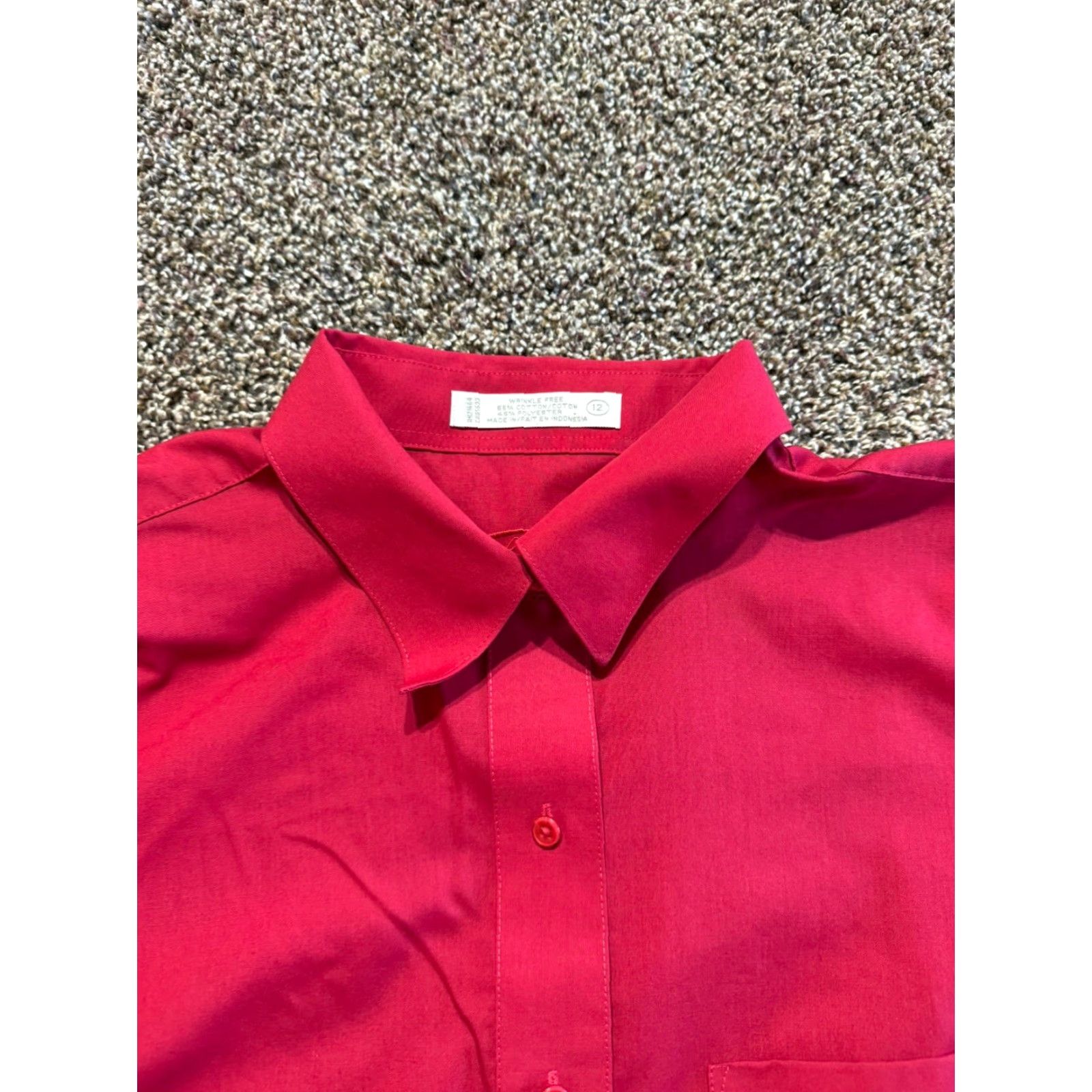 Vintage Foxcroft Shirt Women's Size 12 Red Long Sleeve Button-Up Cotton Blend Casual Dressy? Size XL / US 12-14 / IT 48-50 - 2 Thumbnail