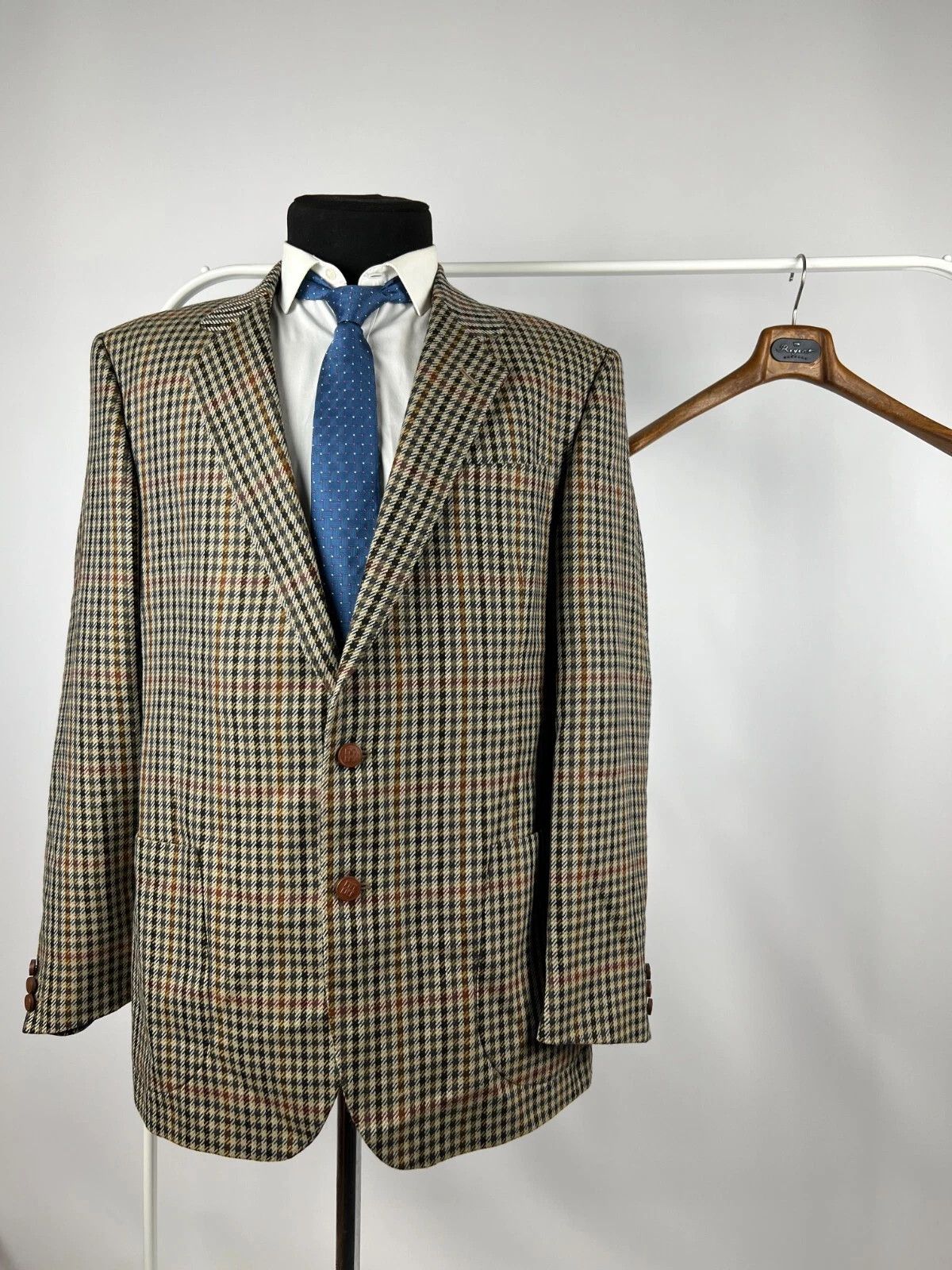 DAKS Daks London Signature Check Multicolor Tweed Blazer Jacket Size 44L - 1 Thumbnail