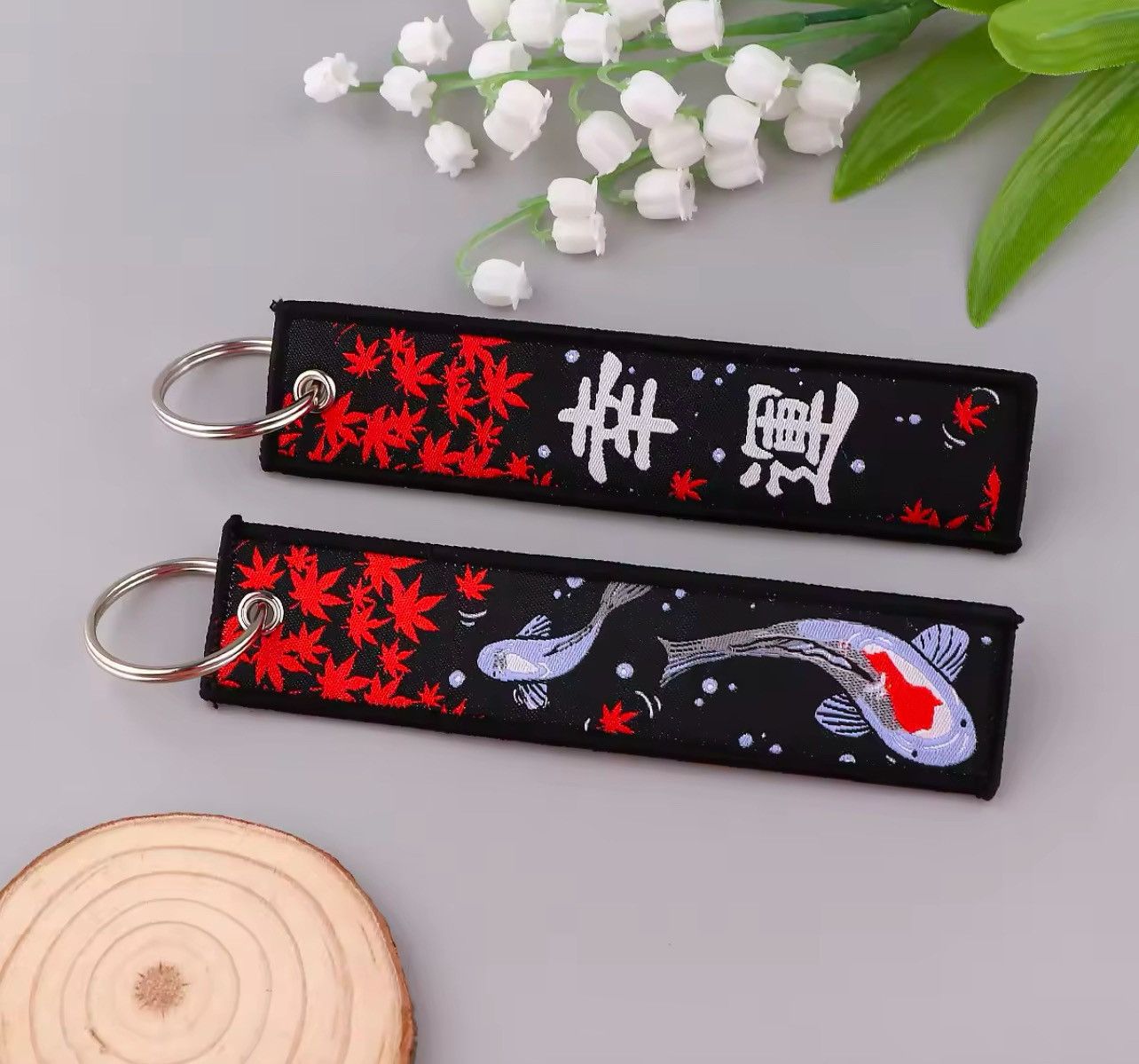 Vintage Koi Japanese Keyring Keychains Luggage Tag Label Size ONE SIZE - 4 Thumbnail