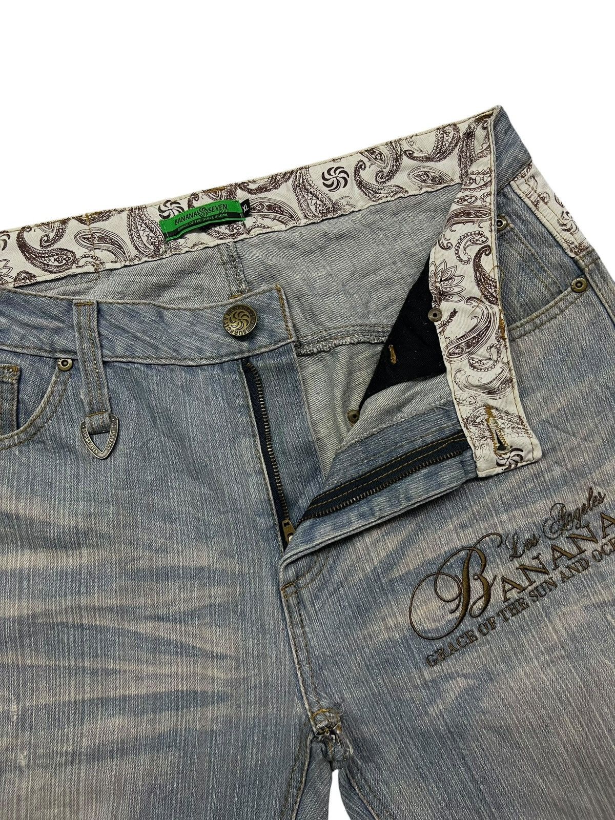 Japanese Brand Baggy Vintage 00s Banana Seven Paisley Retro Streatwear Size US 35 - 10 Thumbnail