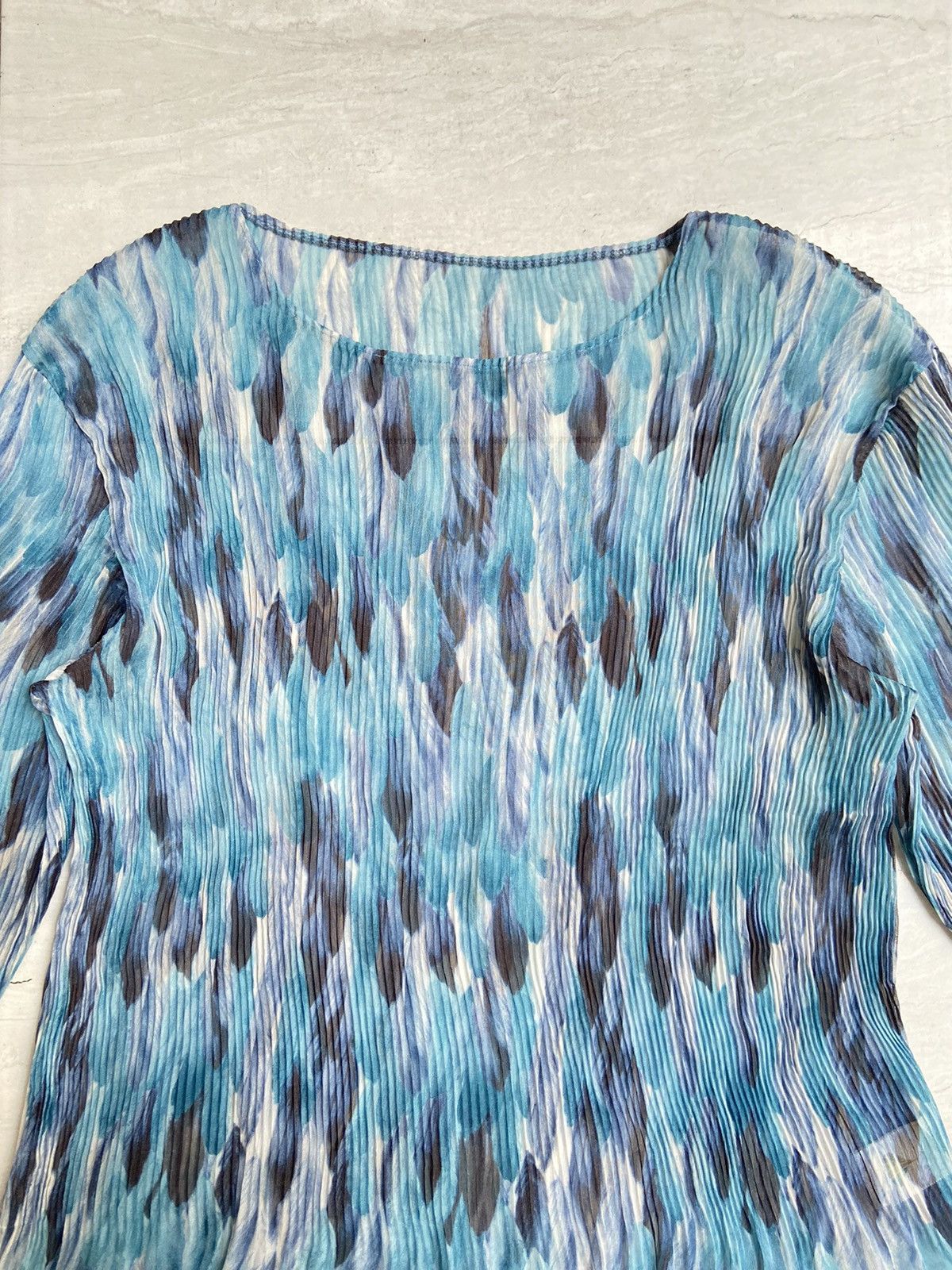 Designer × Japanese Brand PLEATSME Blue Pleats Long Sleeve T-shirt Size US XS / EU 42 / 0 - 3 Thumbnail