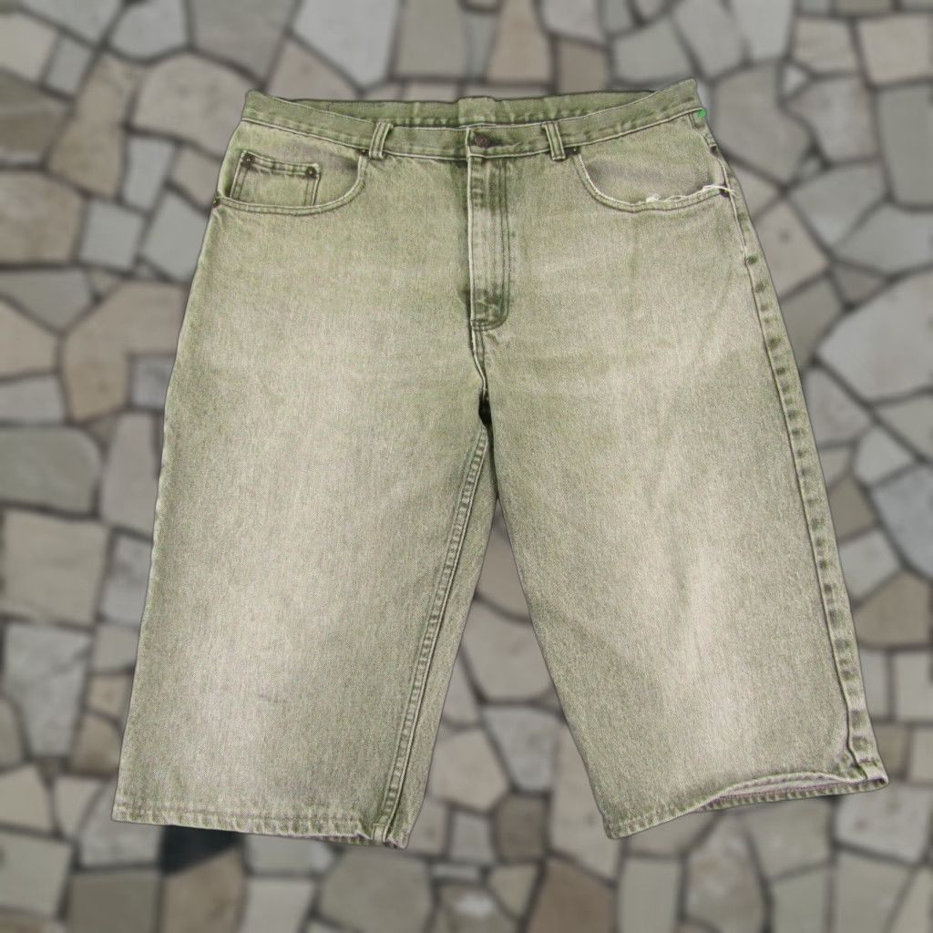 Denime VINTAGE LA Gate Jeans Shorts Mens 38 Green Denim Baggy Grunge 90s Y2K California Size US 37 - 1 Thumbnail