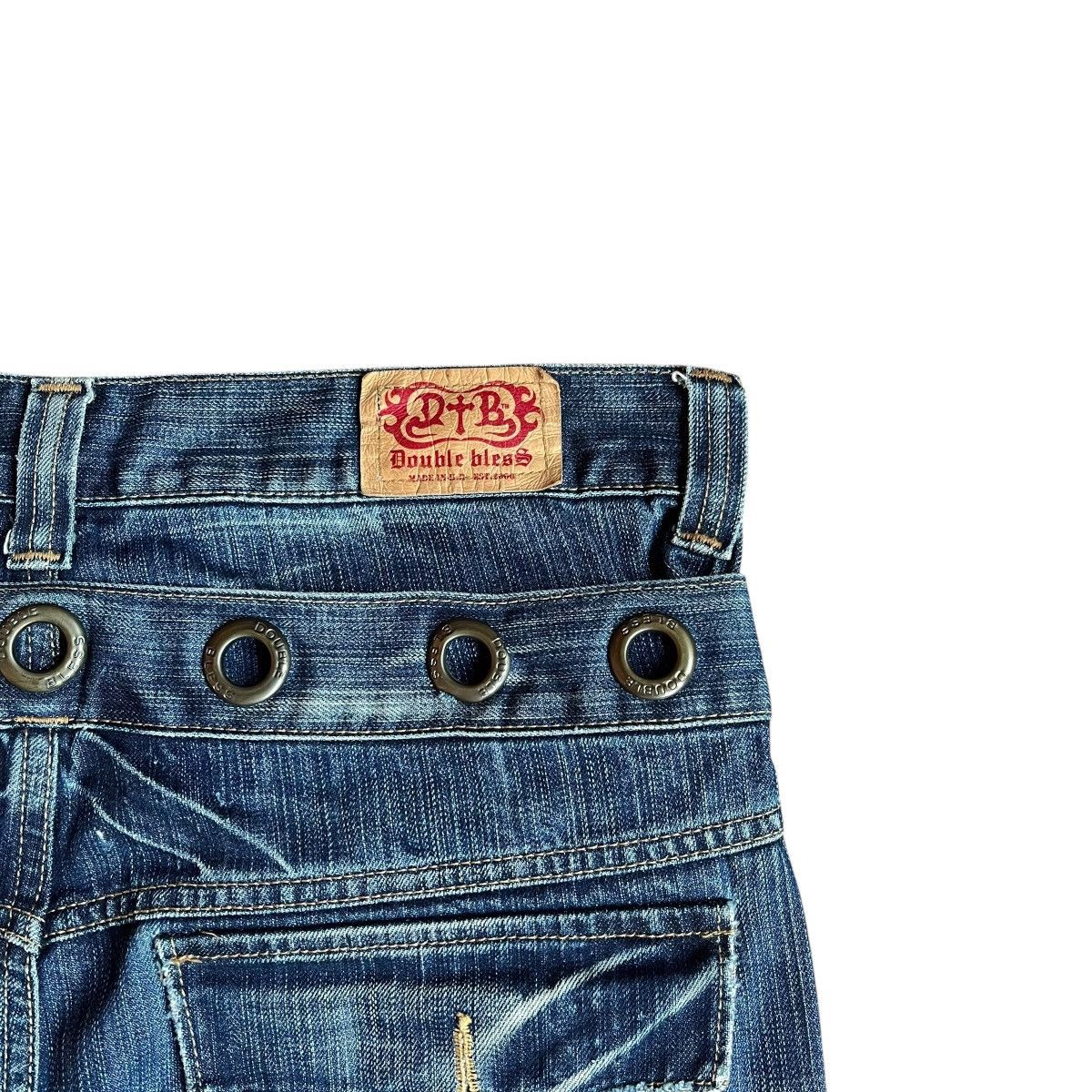 Japanese Brand Y2K Double Waist Studded Denim Pants Size US 33 - 9 Thumbnail