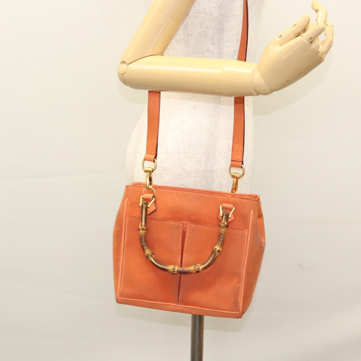 Gucci GUCCI Bamboo Hand Bag Suede Orange Gold 000 123 000 123 Size ONE SIZE - 25 Thumbnail