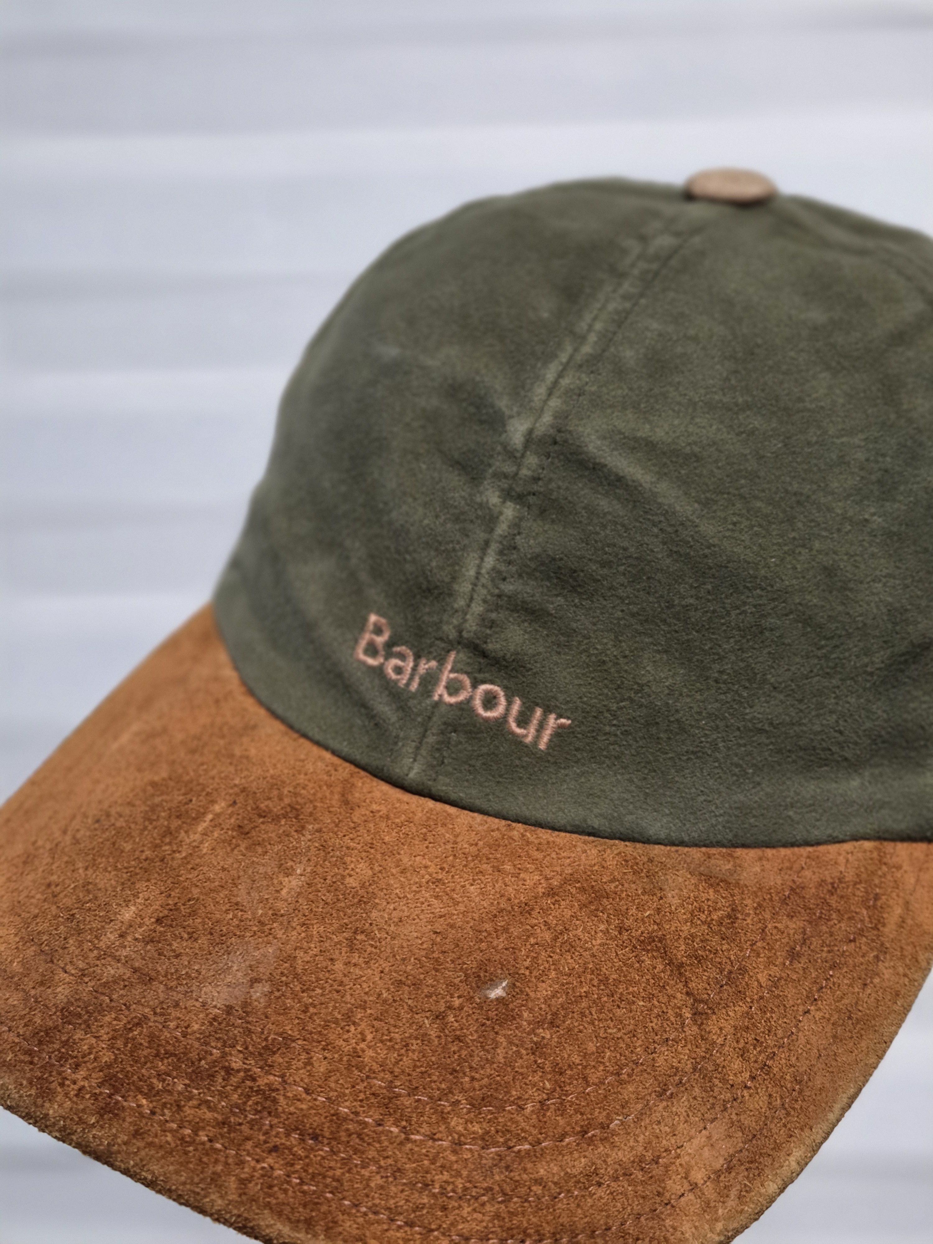 Barbour Vintage MADE IN SCOTLAND barbour Waxed Cotton Suede bill cap Size ONE SIZE - 5 Thumbnail