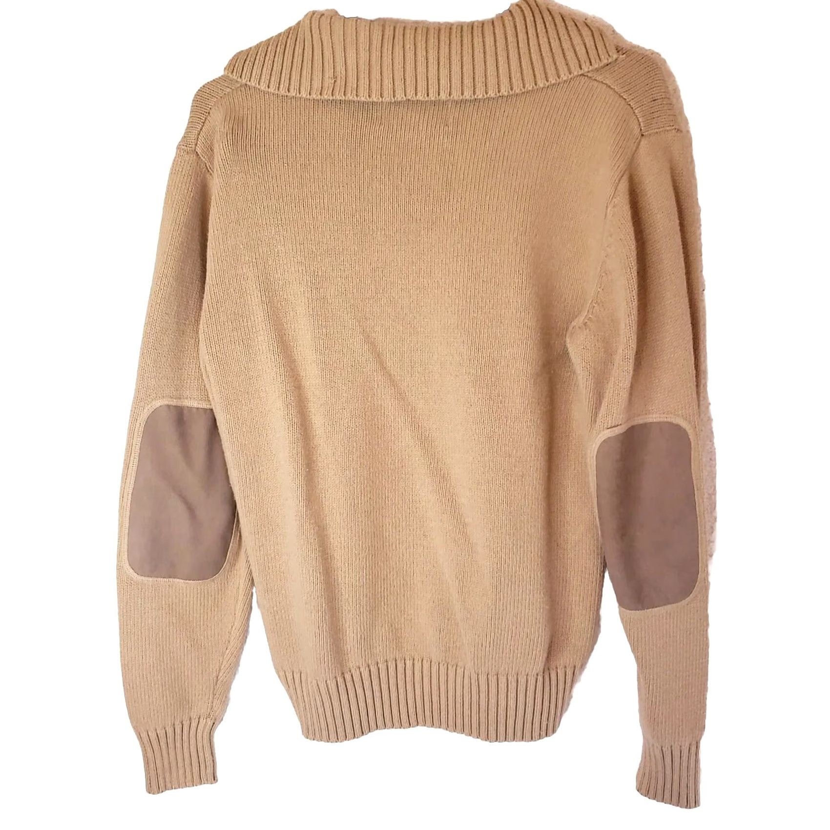 Vintage VINTAGE Bob Timberlake Sweater Mens S Pullover Mock Neck Leather Tan Khaki Green Cowl Neck Elbow Pads Button Accent Size US S / EU 44-46 / 1 - 6 Thumbnail
