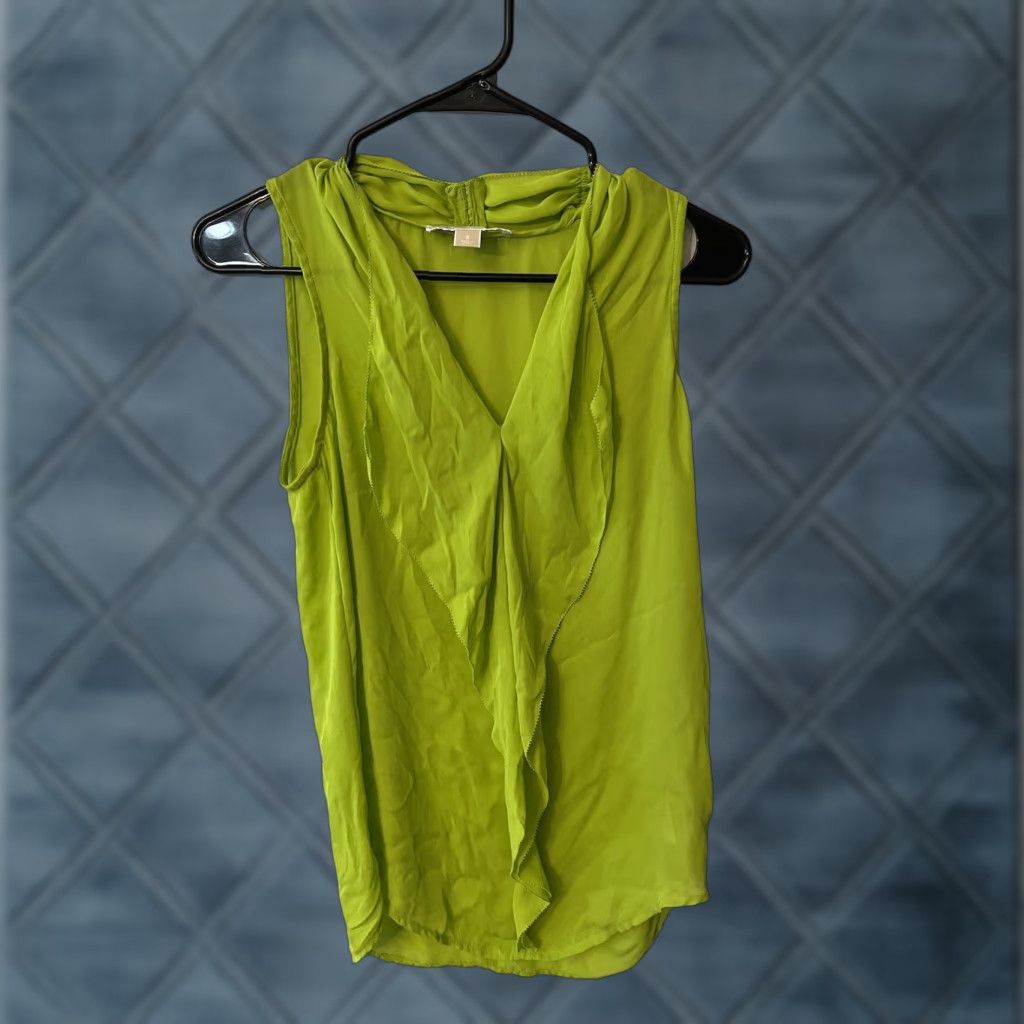 Michael Kors VINTAGE Michael Kors Blouse Sleeveless V-Neck Top Women's Small Green Casual Office Summer Size S / US 4 / IT 40 - 1 Thumbnail