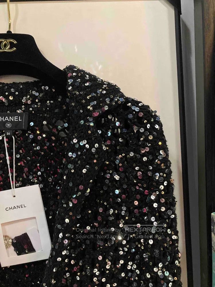 Chanel Chanel Black sequined lapel cardigan jacket Size XS / US 0-2 / IT 36-38 - 3 Thumbnail