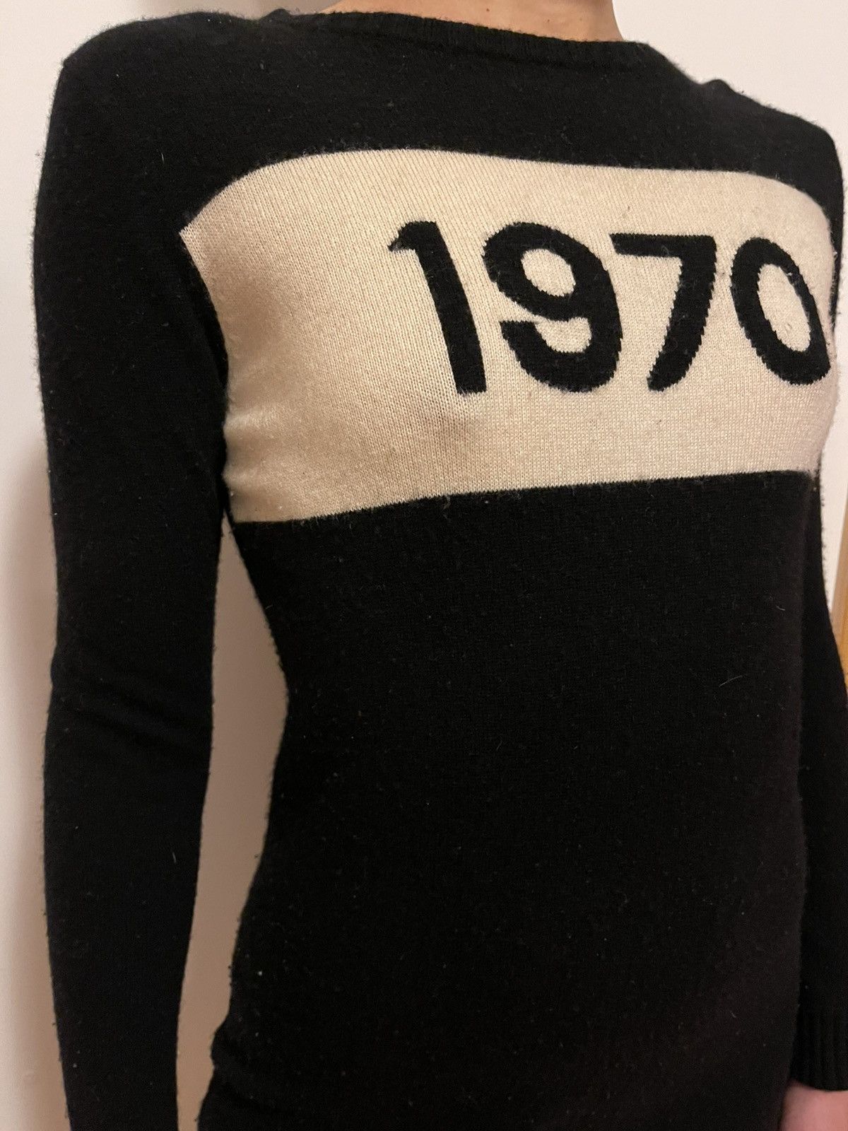 Bella Freud Bella Freud “1970” Wool Sweater Dress – Black/Cream/Size: S Size S / US 4 / IT 40 - 7 Thumbnail