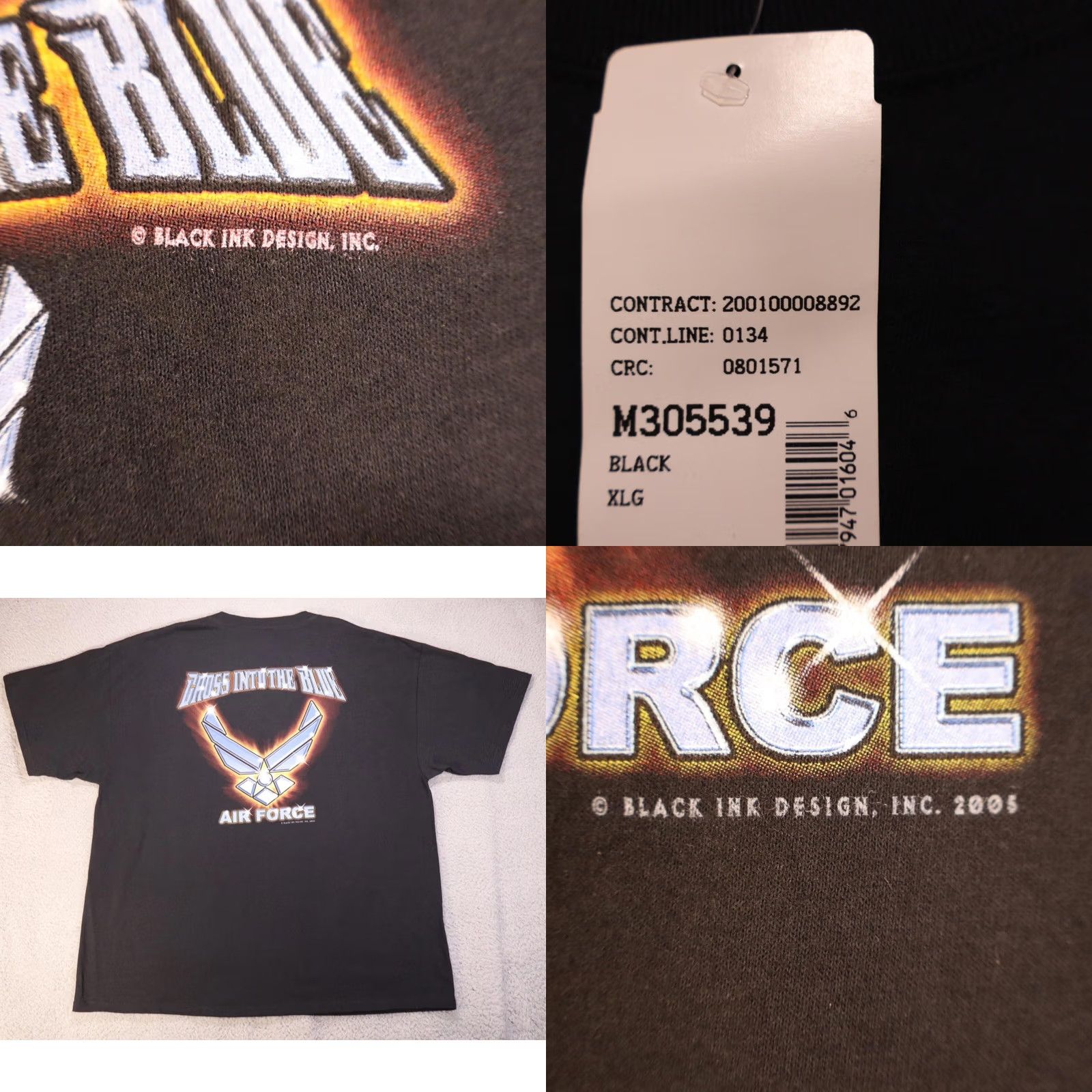 Soffe VINTAGE Air Force "Cross Into The Blue" Black Shirt XL Mens Short Sleeve Soffe Logo Reflective 2005 Decal Defect Size US XL / EU 56 / 4 - 8 Thumbnail
