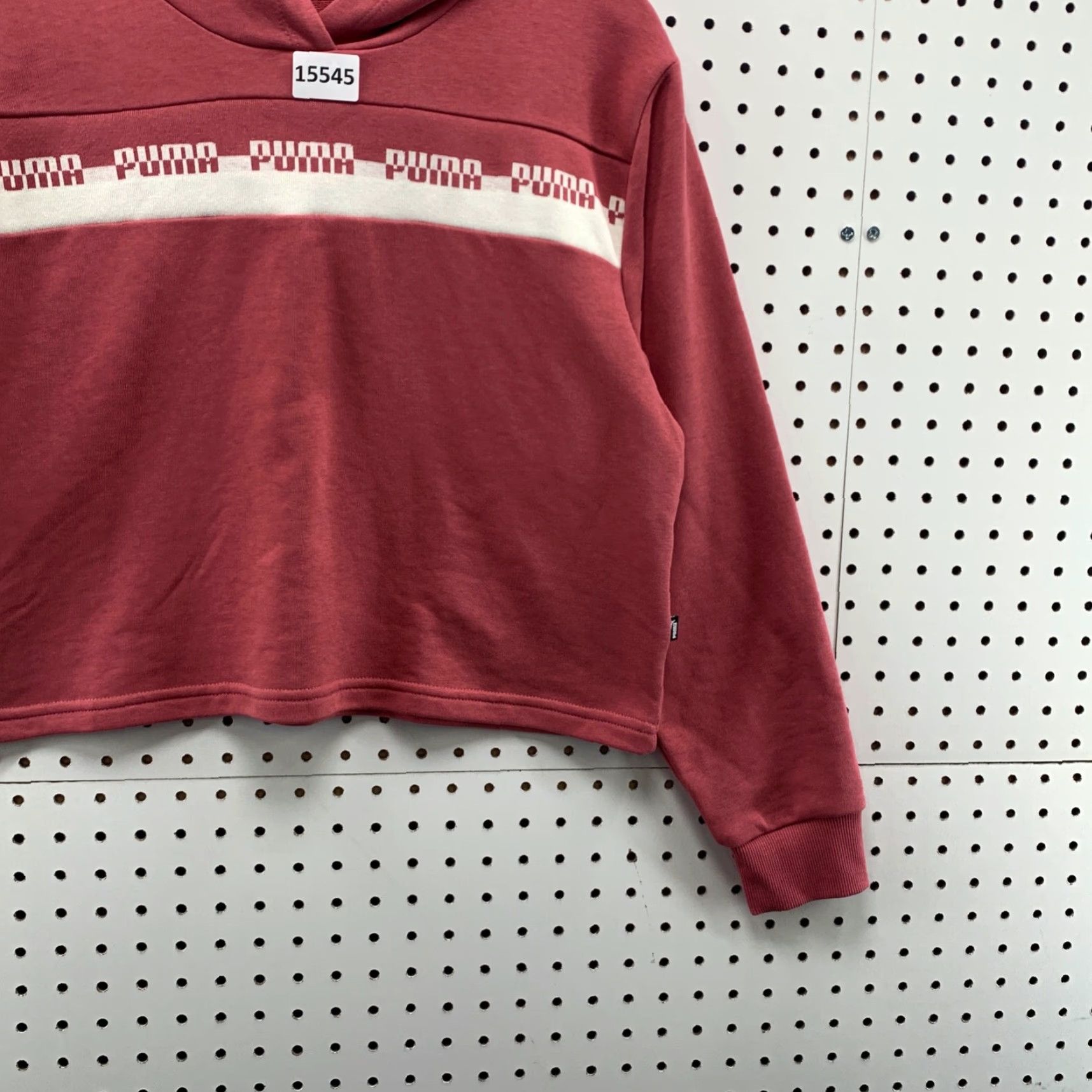 Puma PUMA Women's Cropped Hoodie Pullover Activewear Sweatshirt M Red Relaxed Long Sleeve Mens Size M / US 6-8 / IT 42-44 - 7 Thumbnail