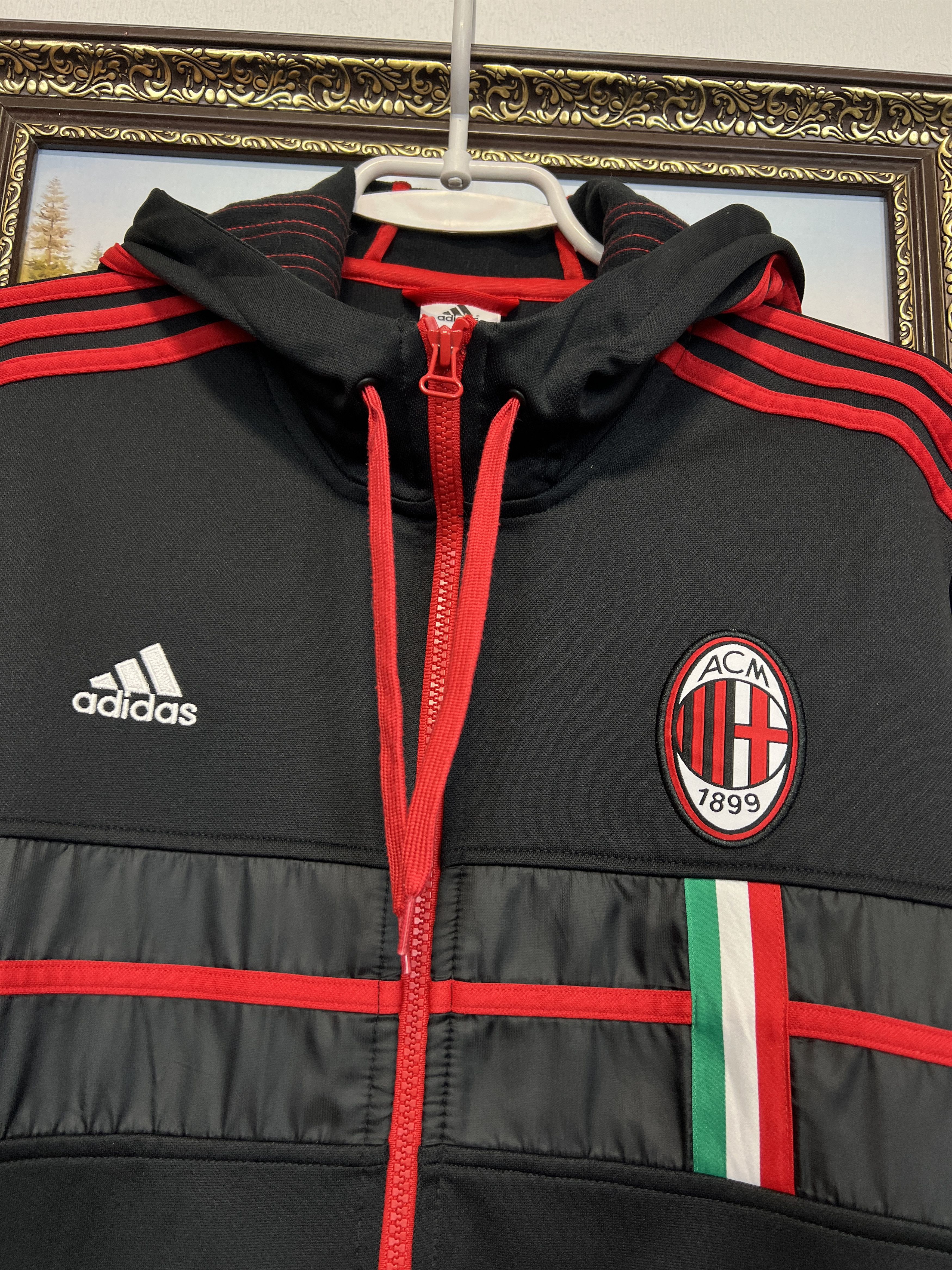 Adidas Vintage AC Milan Football Hooded Jacket Maglia Track Top Size US M / EU 48-50 / 2 - 3 Thumbnail