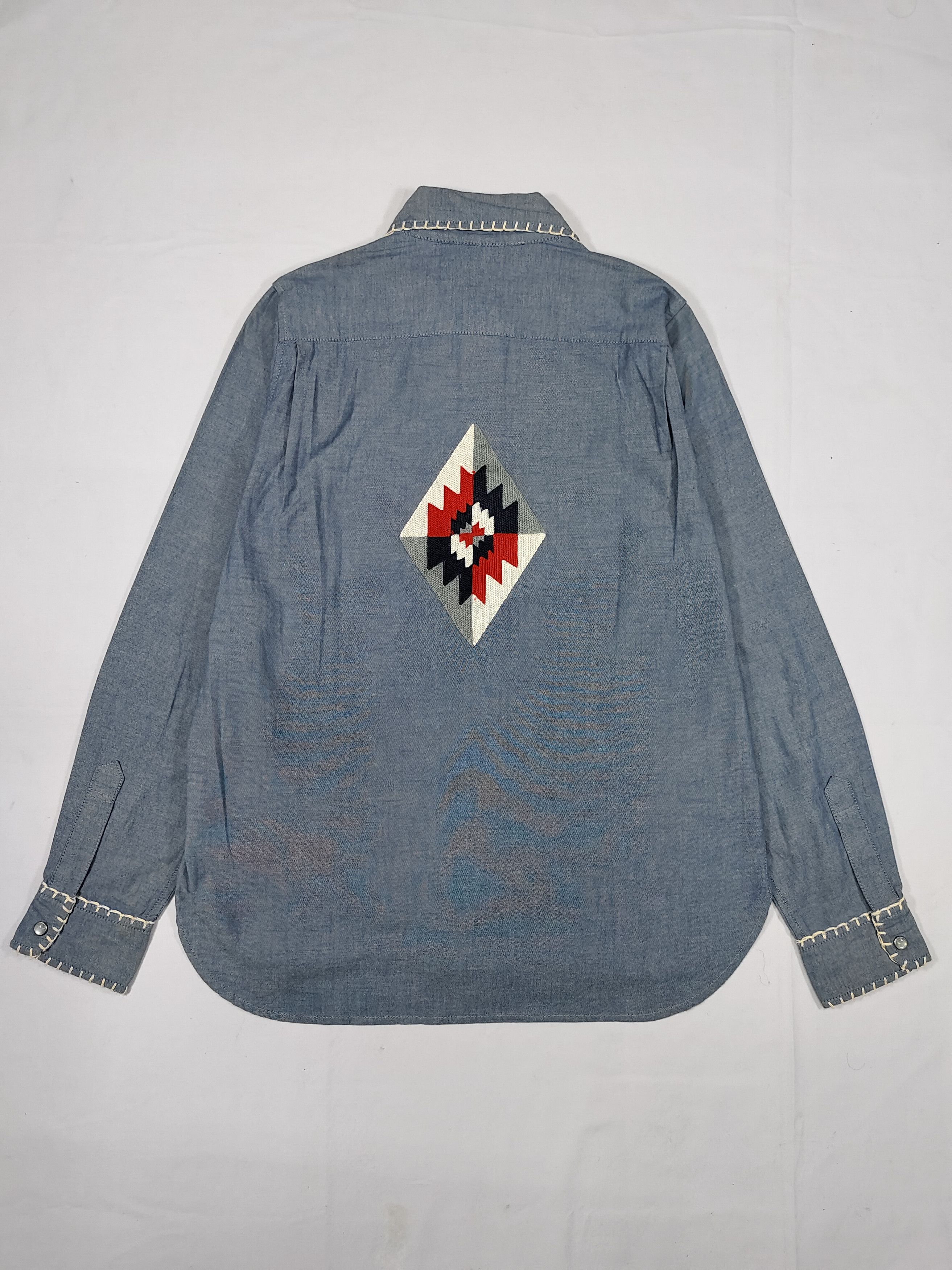 Global Work Shuca 🇯🇵 Chimayo Work Native Embroidered Chambray Shirt Size US M / EU 48-50 / 2 - 5 Thumbnail
