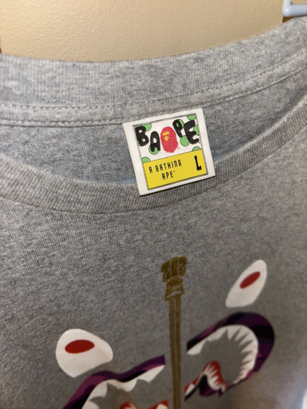 Bape Bape grey shark tee Size US L / EU 52-54 / 3 - 4 Thumbnail