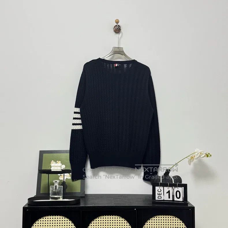 Thom Browne Thom Browne Navy Four Striped Sweater Size US L / EU 52-54 / 3 - 3 Thumbnail