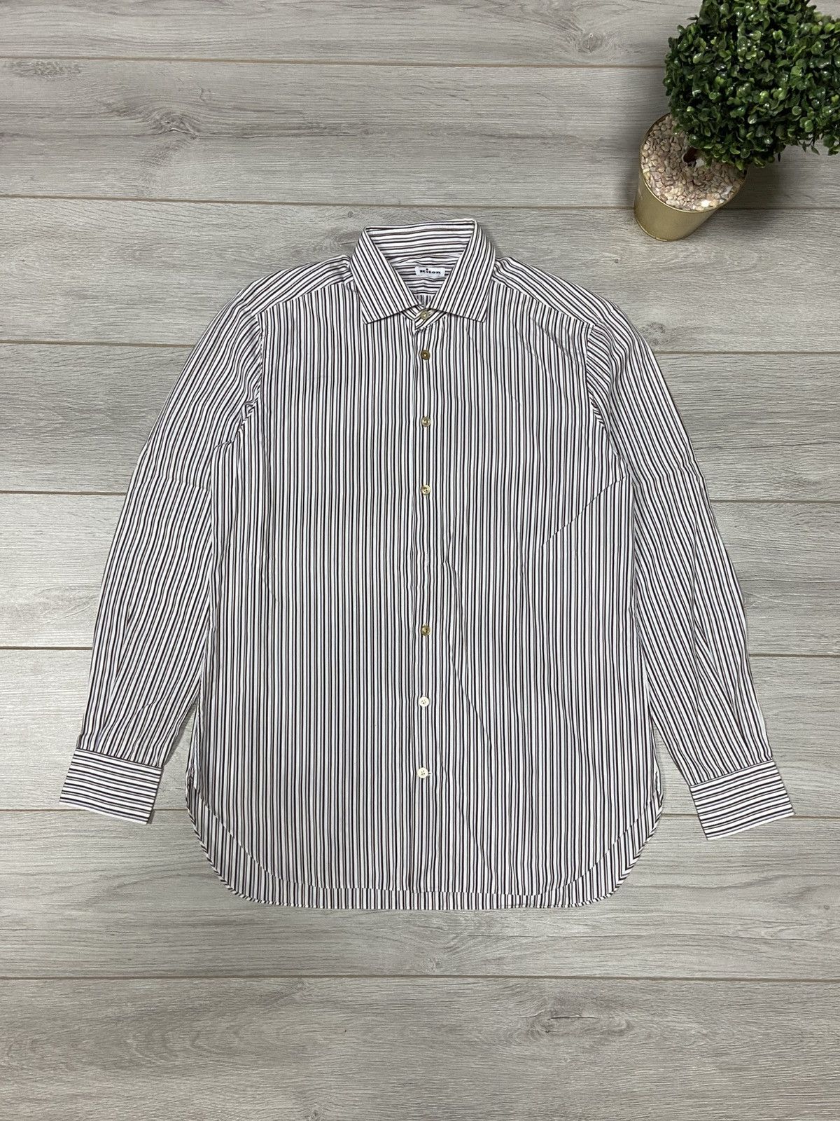 Kiton Vintage Kiton Striped Shirt Button Up Italy Size US XL / EU 56 / 4 - 1 Thumbnail