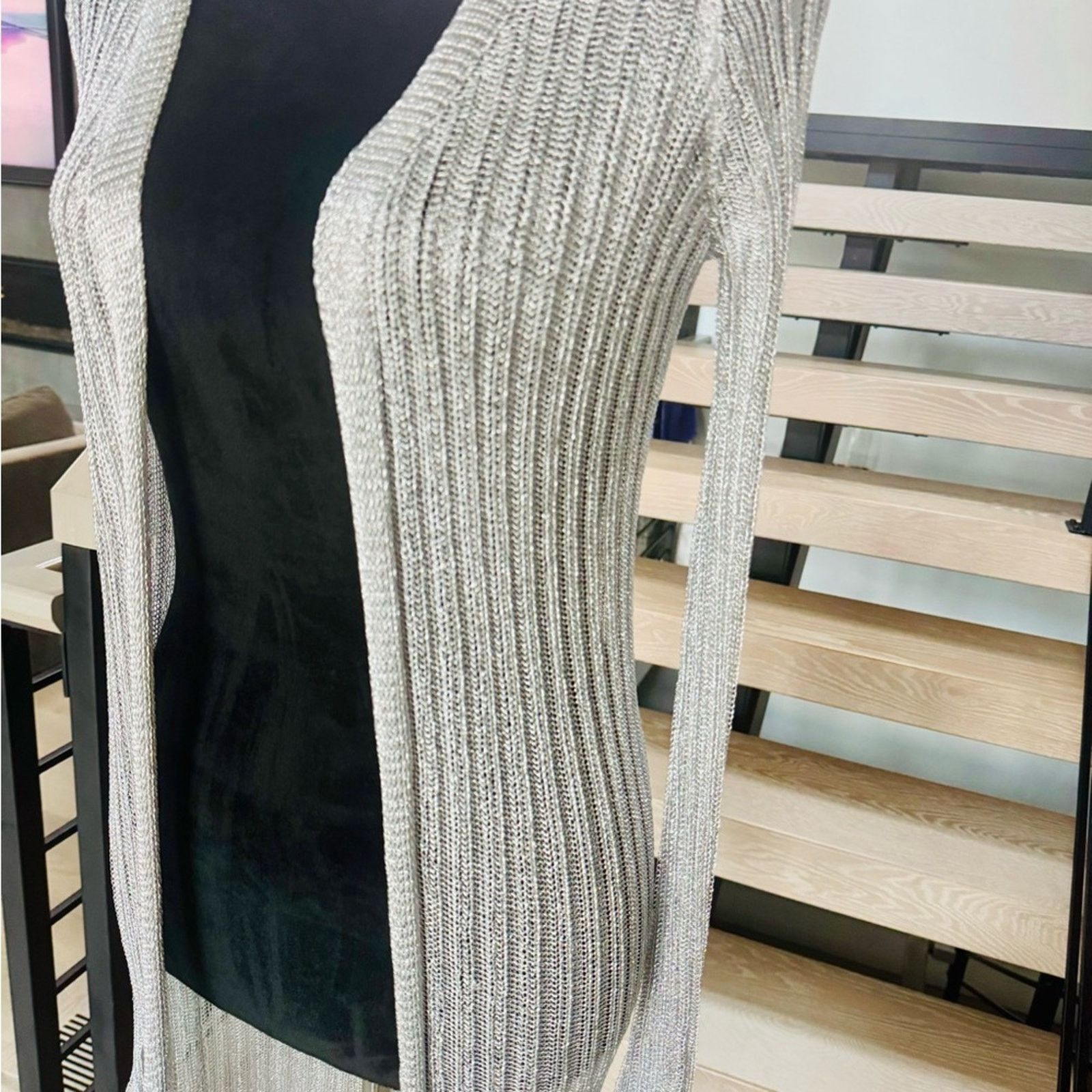 Other New silver Metallic Cardigan .Metallic threads.Size XS Size S / US 4 / IT 40 - 4 Thumbnail