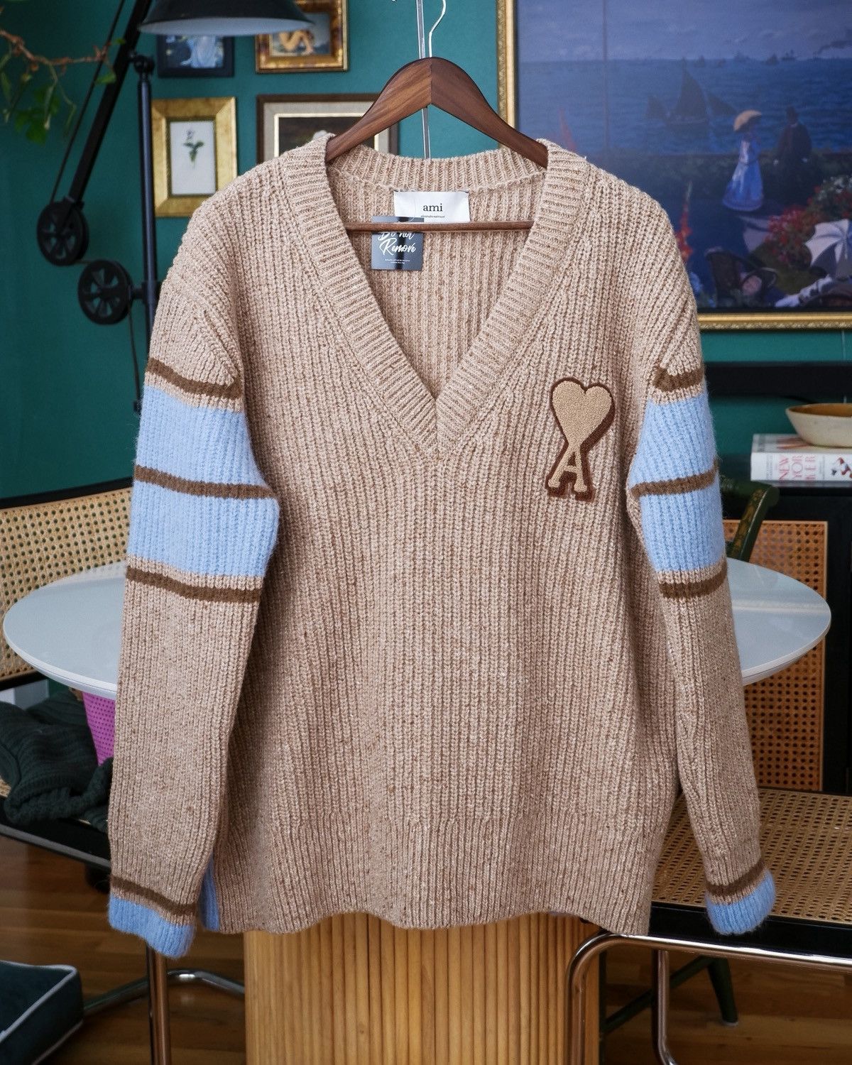 AMI Camel College Sweater Size US S / EU 44-46 / 1 - 1 Thumbnail