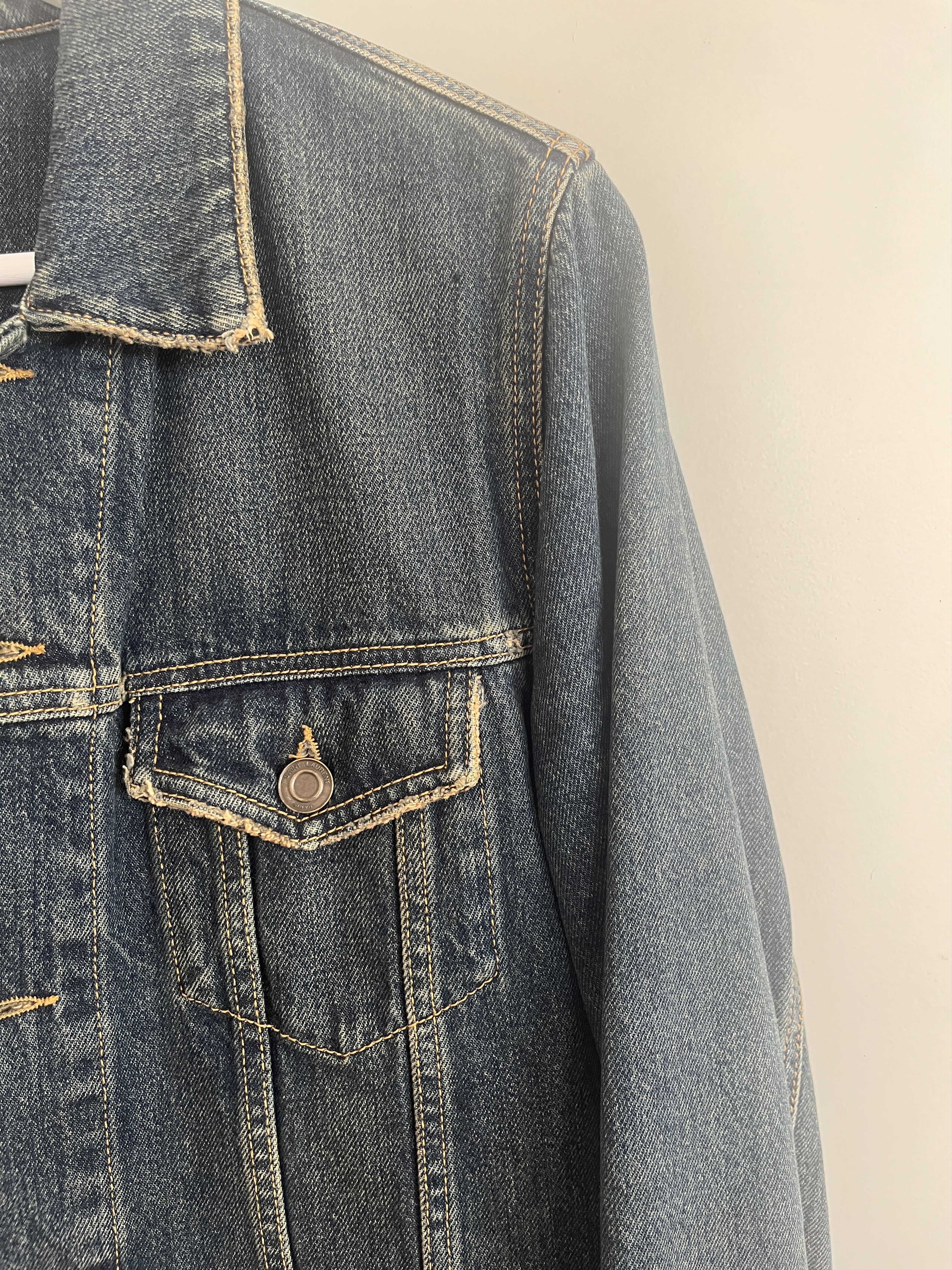 Saint Laurent Paris 15SS Dark Wash Denim Trucker Jacket Size US M / EU 48-50 / 2 - 4 Thumbnail
