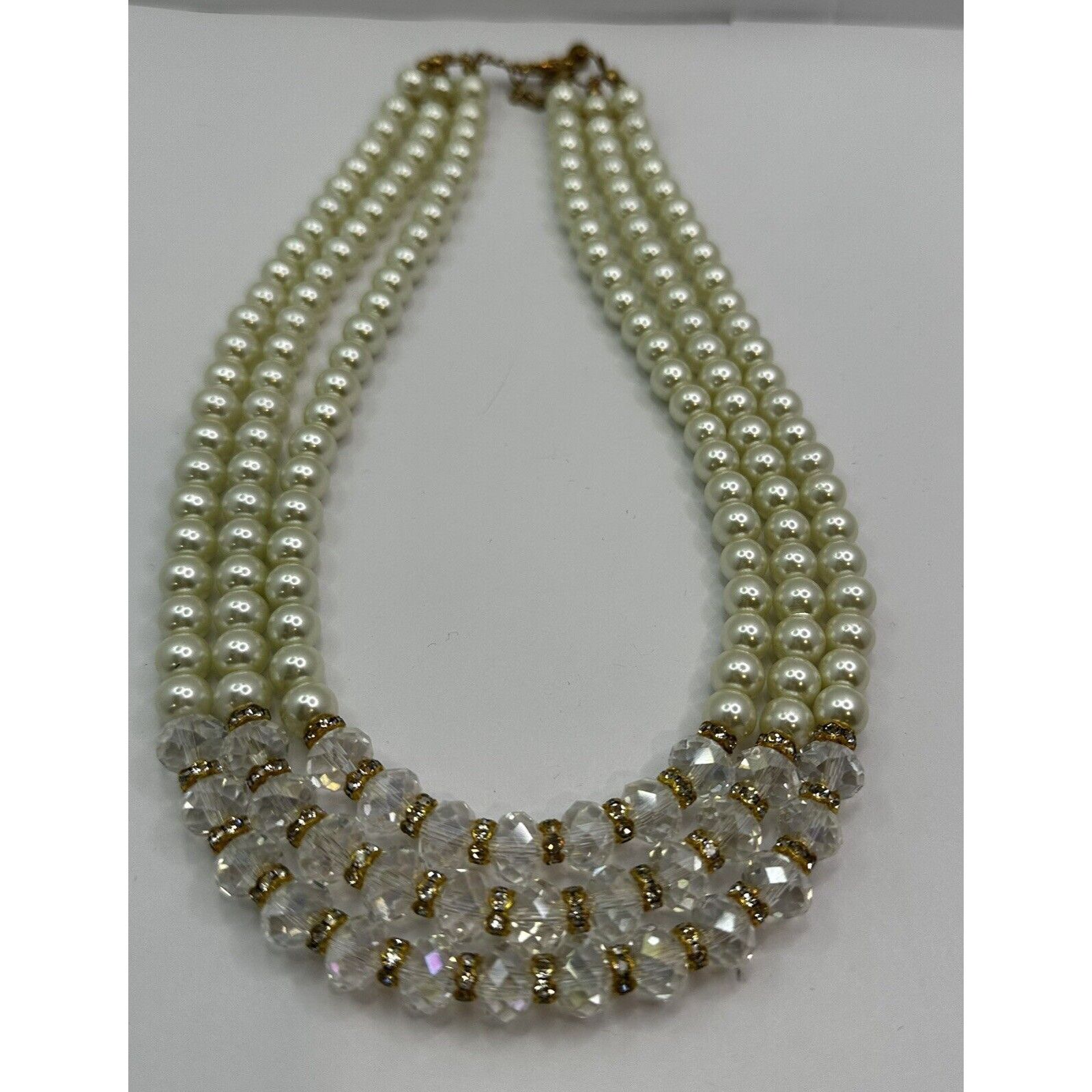 Other Faux Pearl and AB Crystal Hydro Facet Beads 3 Strands 18' Size ONE SIZE - 7 Thumbnail