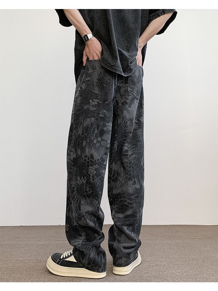 Japanese Brand Men's American vintage loose camouflage snake print jeans Size US 32 / EU 48 - 6 Thumbnail