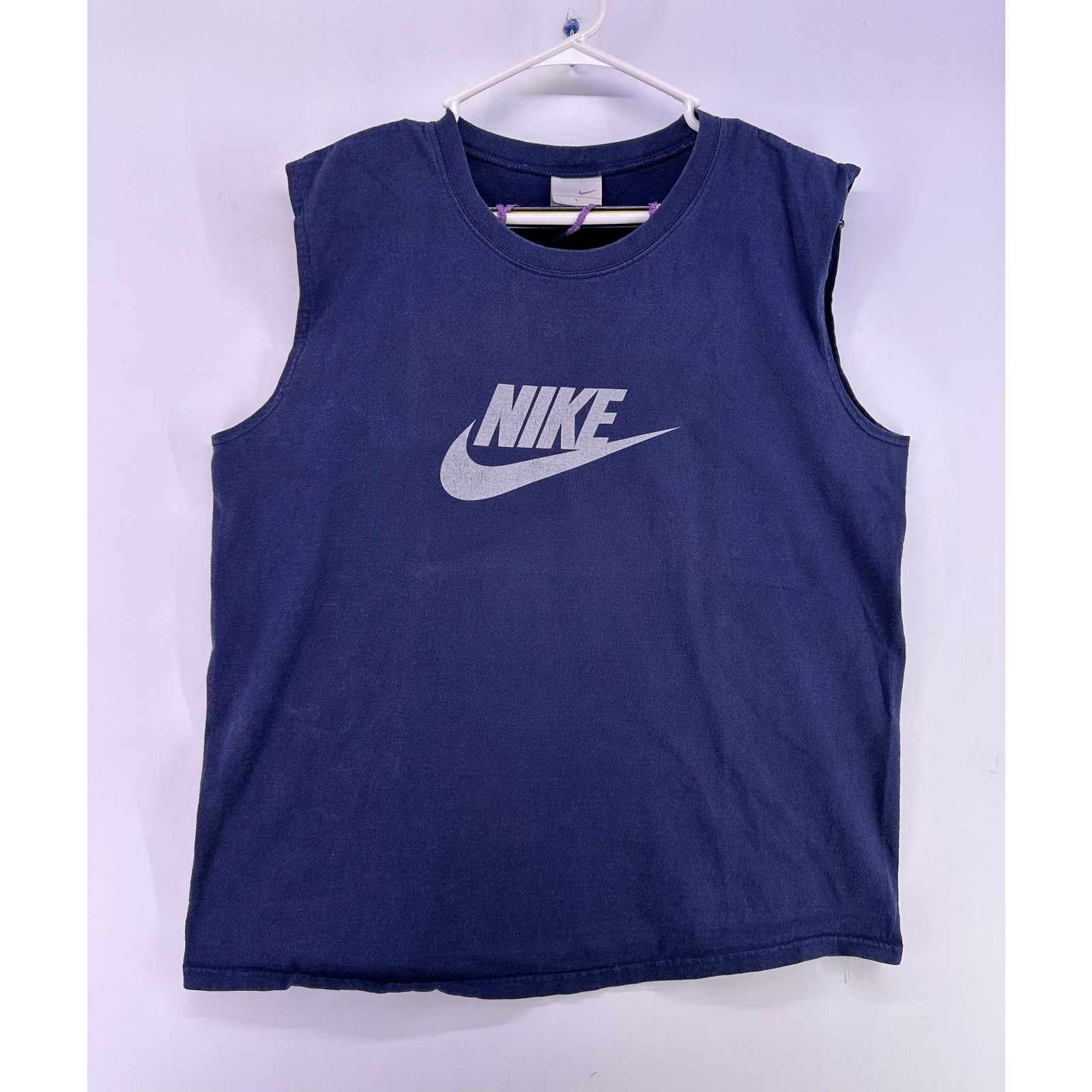 Nike Vintage 2000s Tag Nike Navy tank top Silver Print Size Large Size US L / EU 52-54 / 3 - 1 Thumbnail