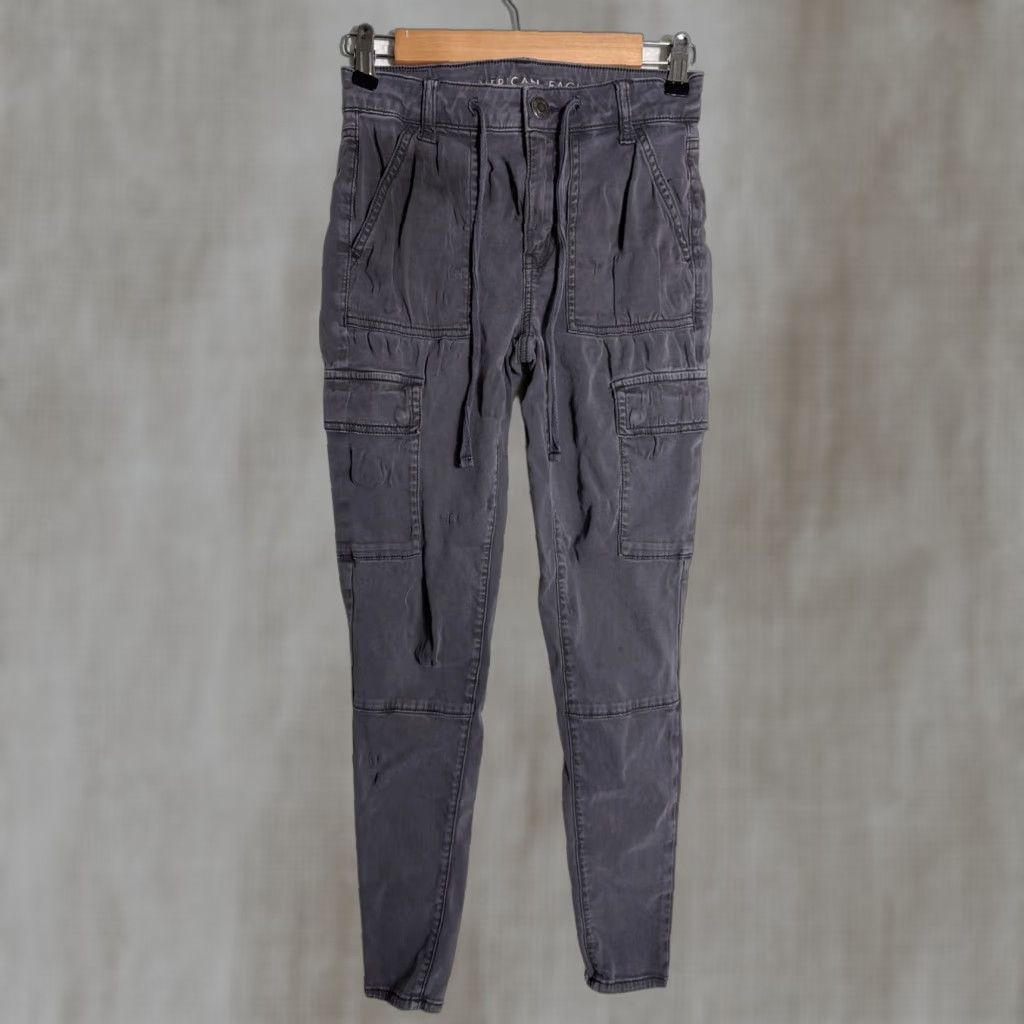 American Eagle Outfitters American Eagle Super Stretch Women’s Jeggings 2 Hi Rise Cargo Gray Flaws 26x28 Size 26" / US 2 / IT 38 - 1 Thumbnail