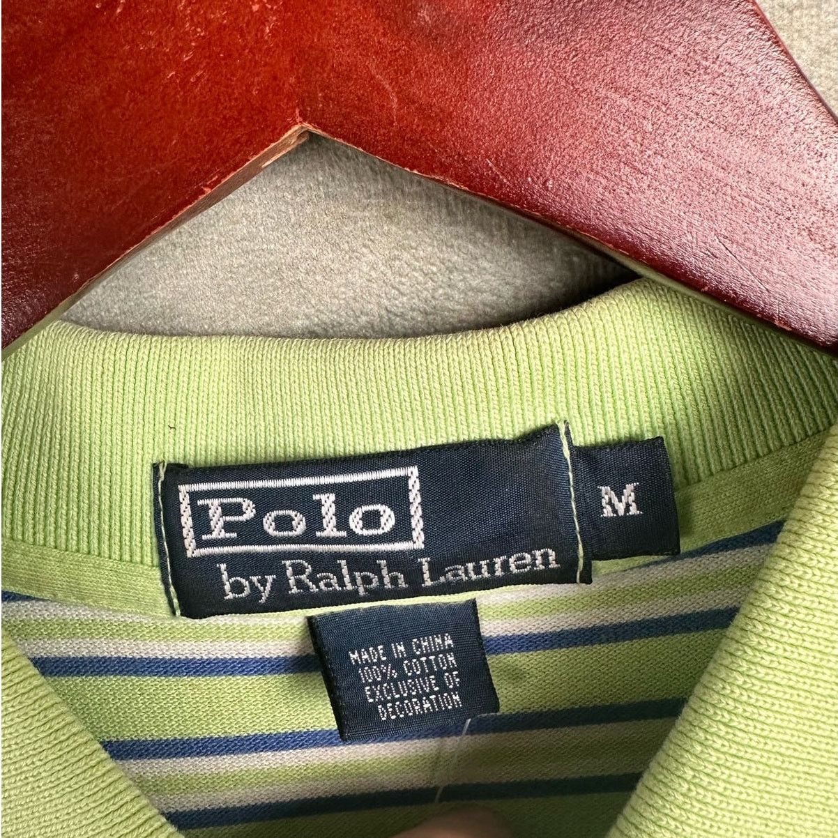 Polo Ralph Lauren × Vintage Vintage Polo Ralph Lauren Striped Polo Shirt Sz M Green Size US M / EU 48-50 / 2 - 6 Thumbnail