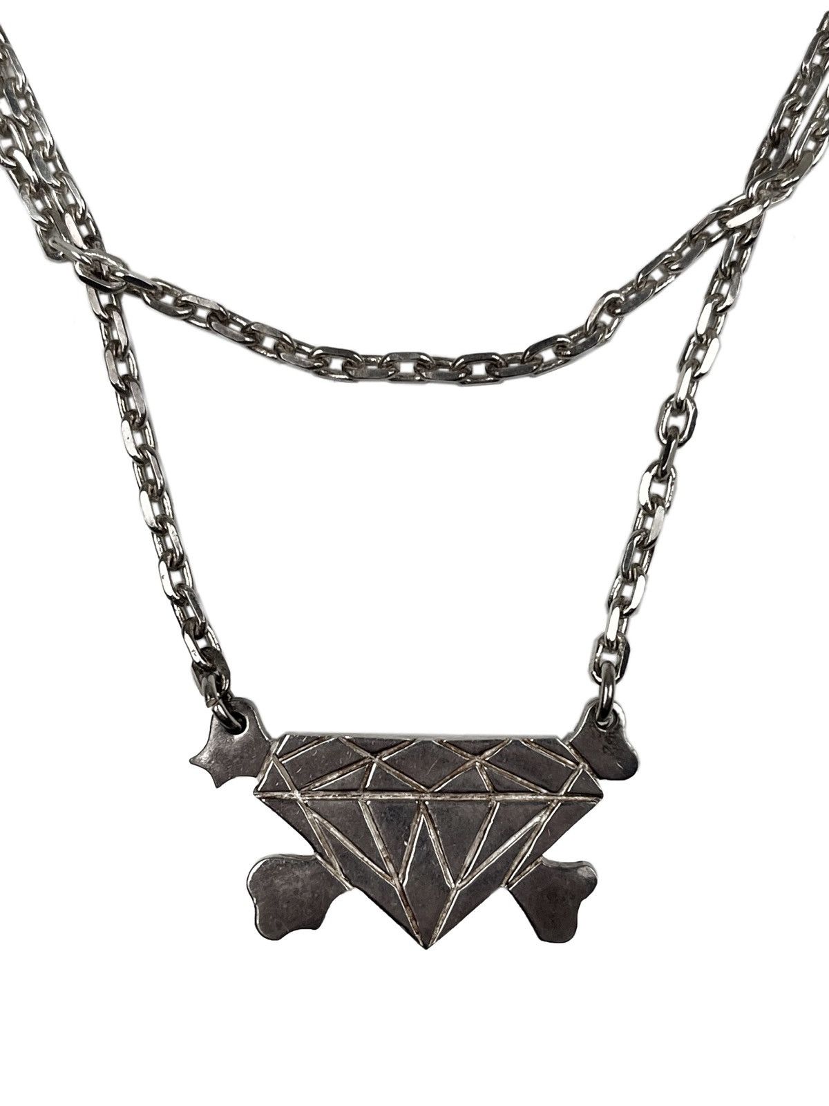 image of Jun Takahashi x Undercover Aw01 Undercover Davf Diamond & Crossbones Silver Necklace, Men's