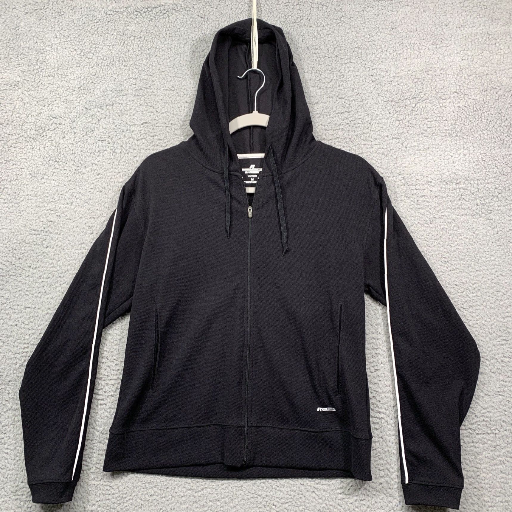 Russell Athletic Russell Athletic Womens Hooded Track Jacket Full Zip Black Dri-Power Size M Medium Athletic Fit Smart Casual Activewear Womens Jacket Size M / US 6-8 / IT 42-44 - 7 Thumbnail