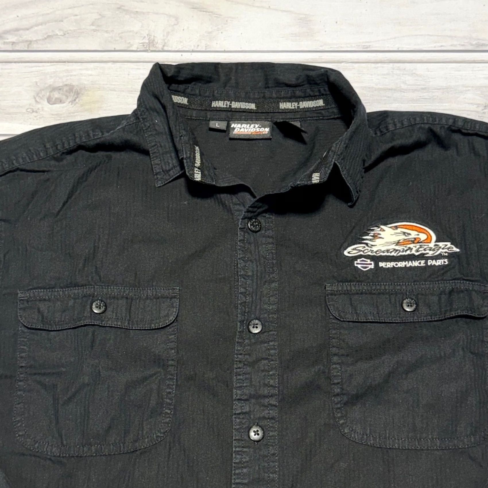 Harley Davidson Harley-Davidson Button Down Shirt Mens Large Black Screamin Eagle Racing Logo Size US L / EU 52-54 / 3 - 2 Thumbnail