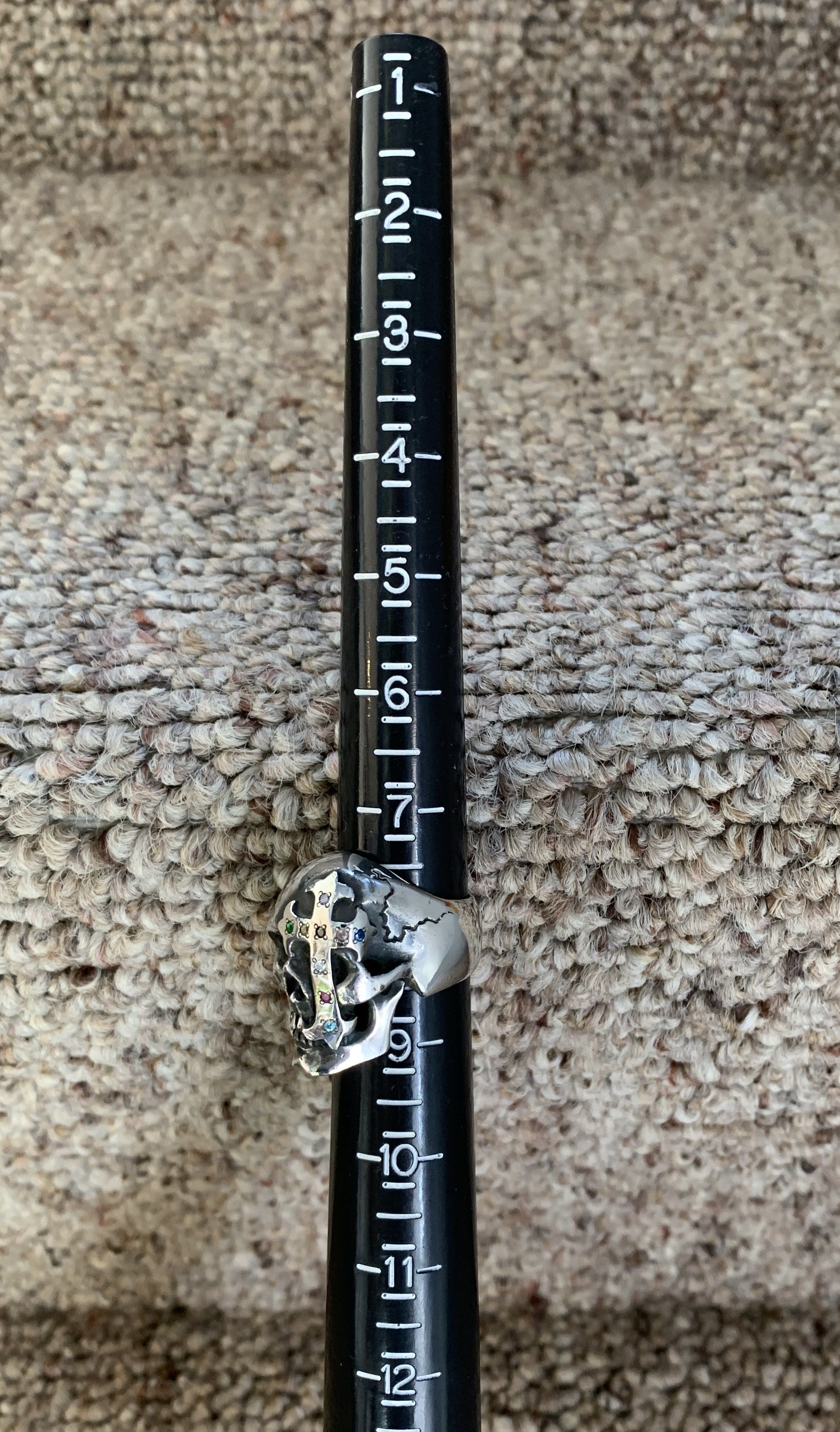 Number (N)ine SS05 "Nightcrawler" Bejeweled Silver Skull Ring w/ box Size ONE SIZE - 11 Thumbnail