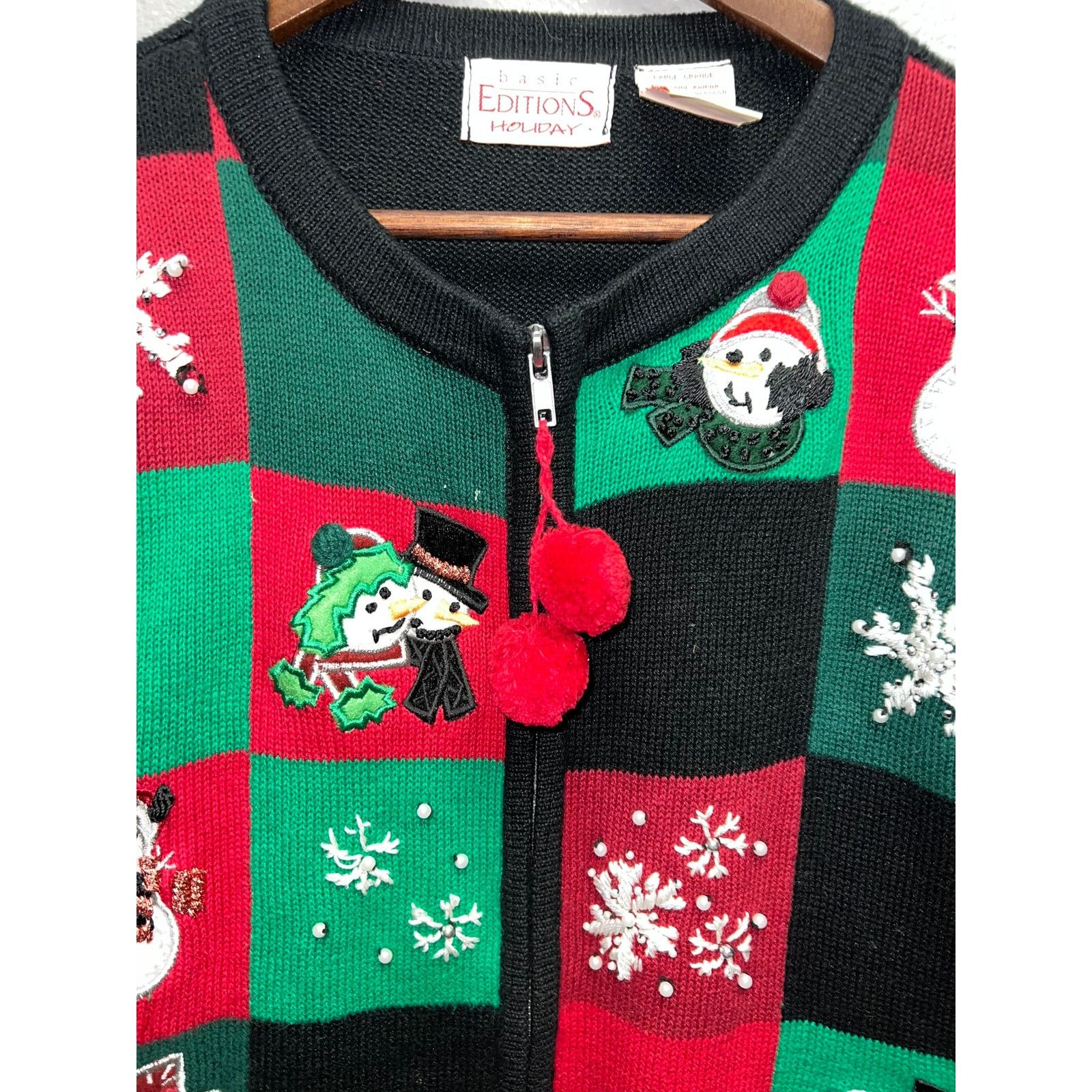 Vintage Womens Basic Editions Holdiay Christmas Sweater Full Zip L Size L / US 10 / IT 46 - 4 Thumbnail