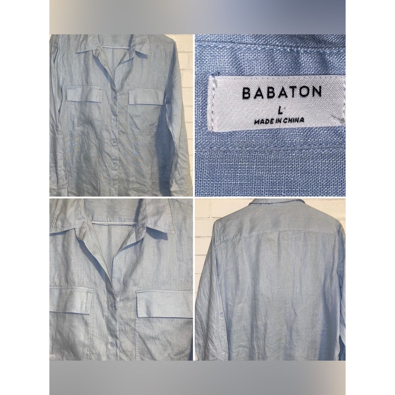 Aritzia Aritzia Babaton $88 Utility Linen Shirt Womens Large EUC Size L / US 10 / IT 46 - 2 Thumbnail