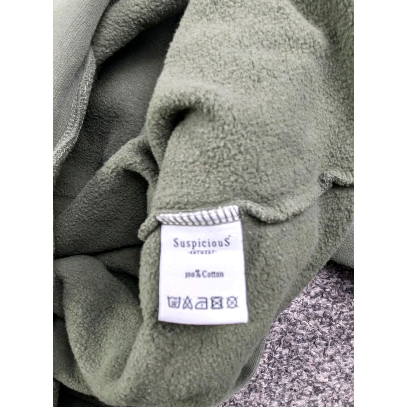Suspicious Antwerp Hoodie Green Cotton Embroidered Skull Mens 1XL Sweatshirt, Men's — image 5 of 6