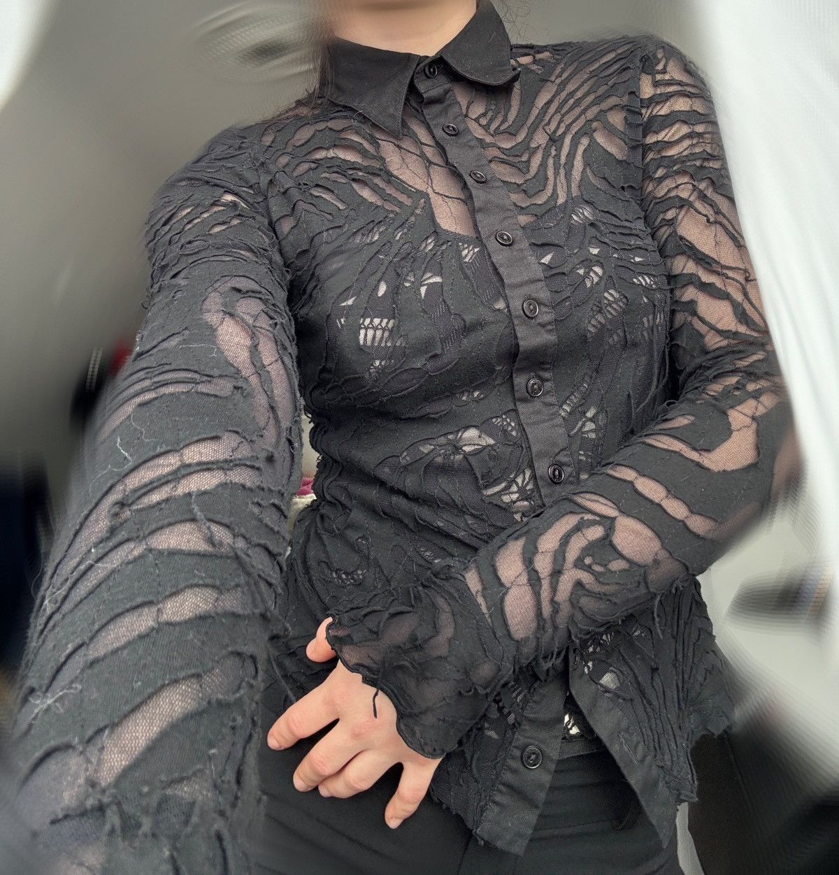 ANNE FONTAINE × Designer Anne Fontaine Paris Buttons Up Shirt vintage mesh Size XS / US 0-2 / IT 36-38 - 1 Thumbnail