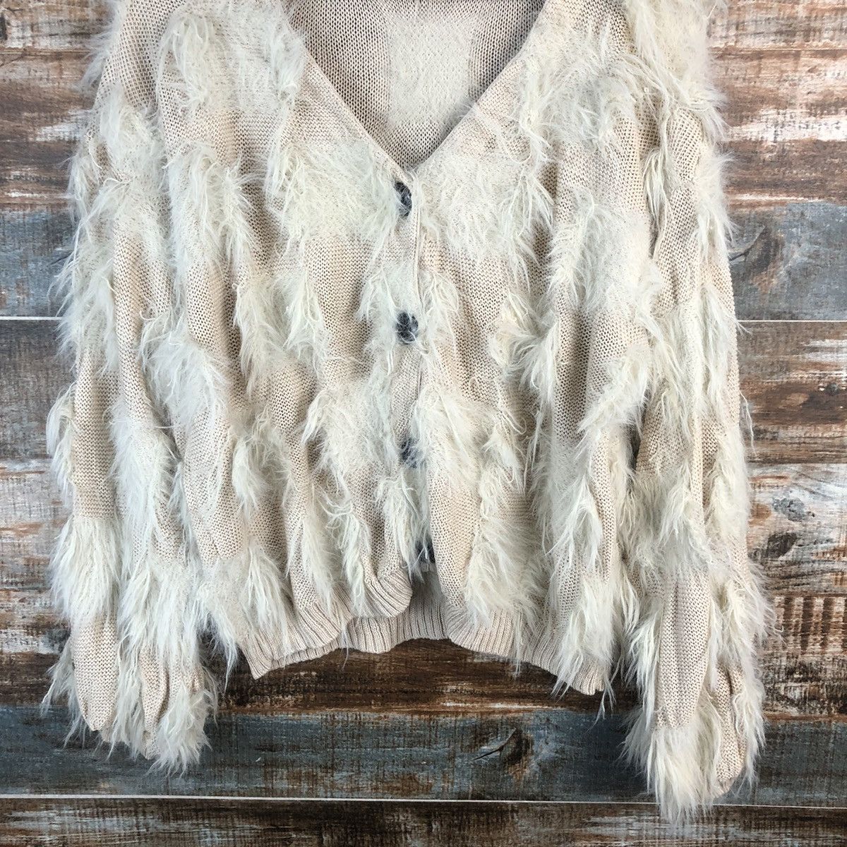 Homespun Knitwear DLL Mystic Brown Cardigan fur shaggy Knitwear #C020 Size US M / EU 48-50 / 2 - 3 Thumbnail