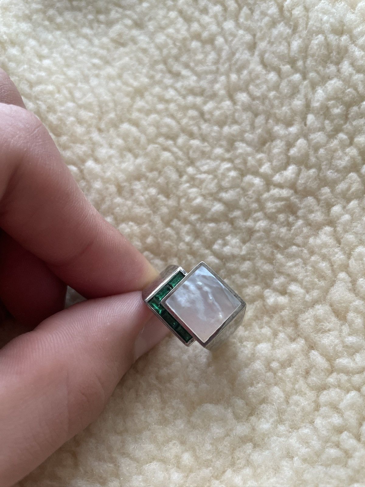 Other MAPLE - MOTHER OF PEARL x GREEN TOPAZ - 925 SILVER RING Size ONE SIZE - 6 Thumbnail