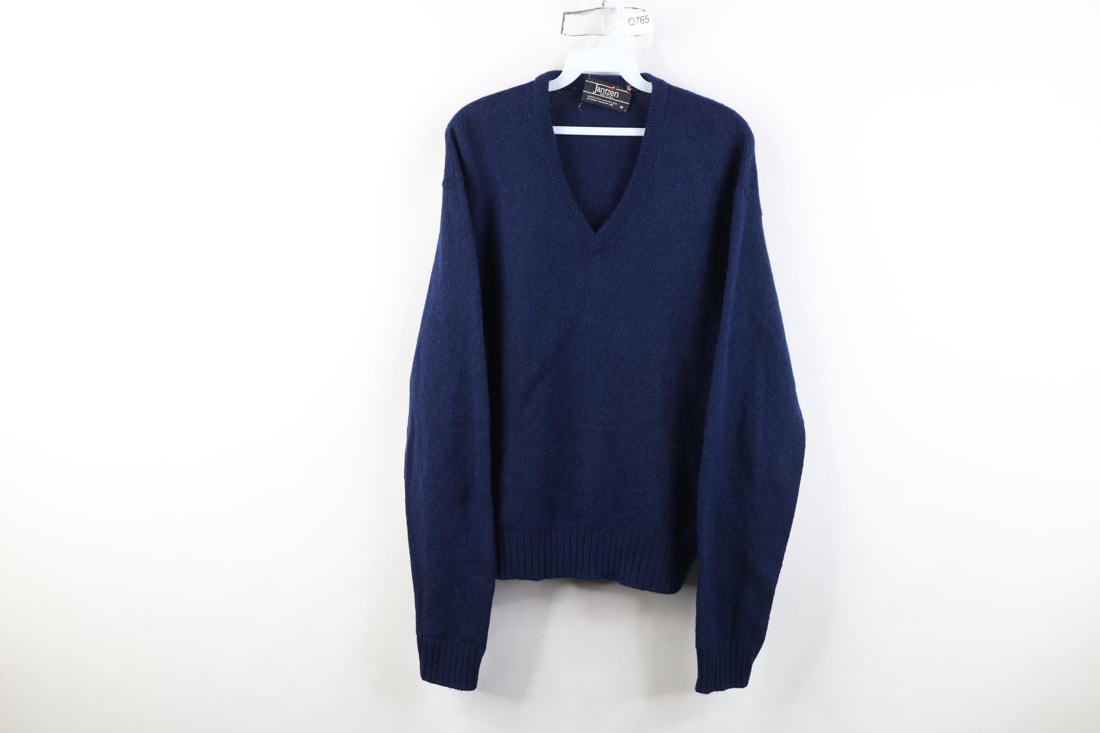 Vintage Vintage 70s Streetwear Blank Wool Knit V-Neck Sweater USA Size US M / EU 48-50 / 2 - 1 Thumbnail