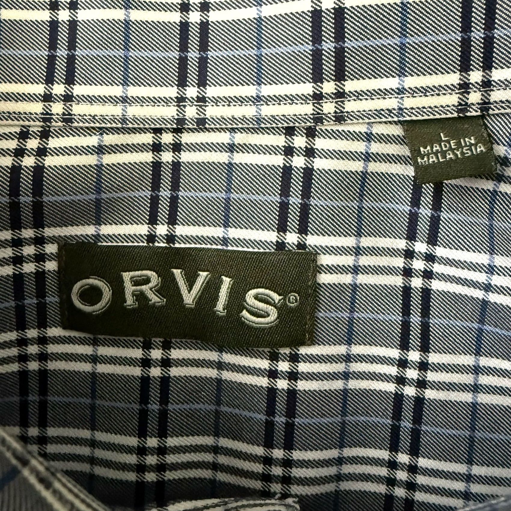 Orvis Orvis Mens Large Blue Plaid Wrinkle Free Cotton Button-Up Shirt Size US L / EU 52-54 / 3 - 2 Thumbnail